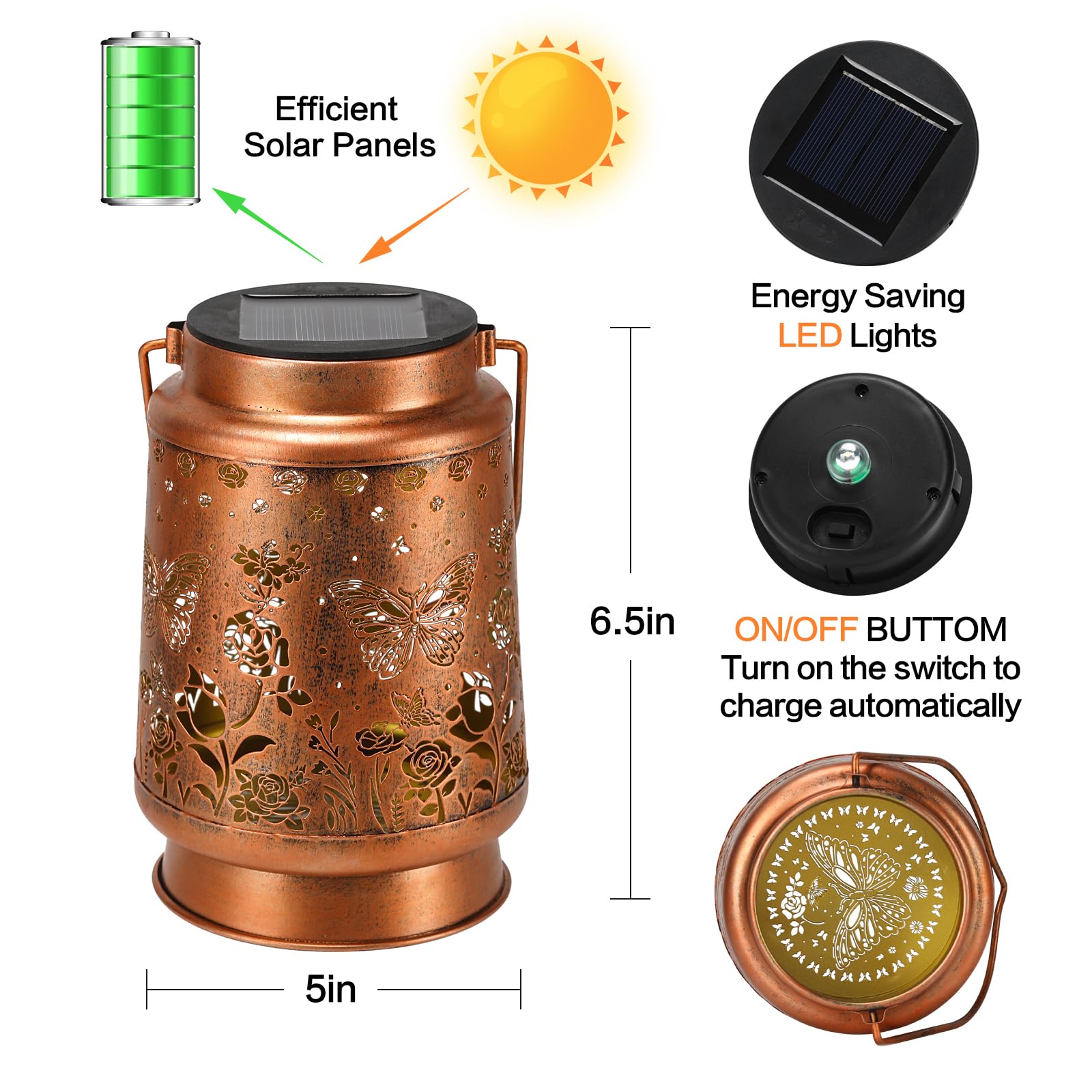 Butterfly Solar Lanterns Outdoor Waterproof Garden Decor, Metal Led Garden Light,For Yard, Patio, Lawn, Tabletop, Pathway, Lands