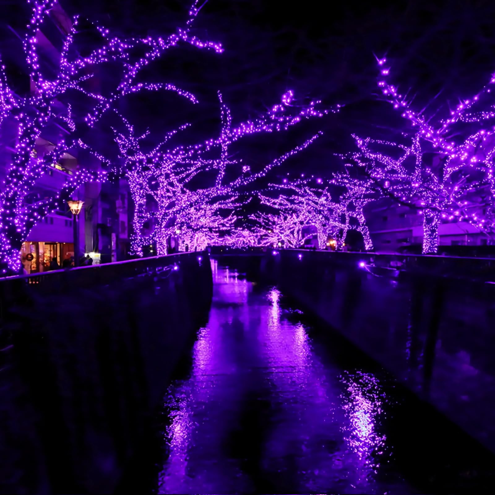 Selarlyt Solar Fairy Lights 200 LED, 8 Modes, Purple, Upgraded Oversize Lamp Beads, Outdoor String Lights