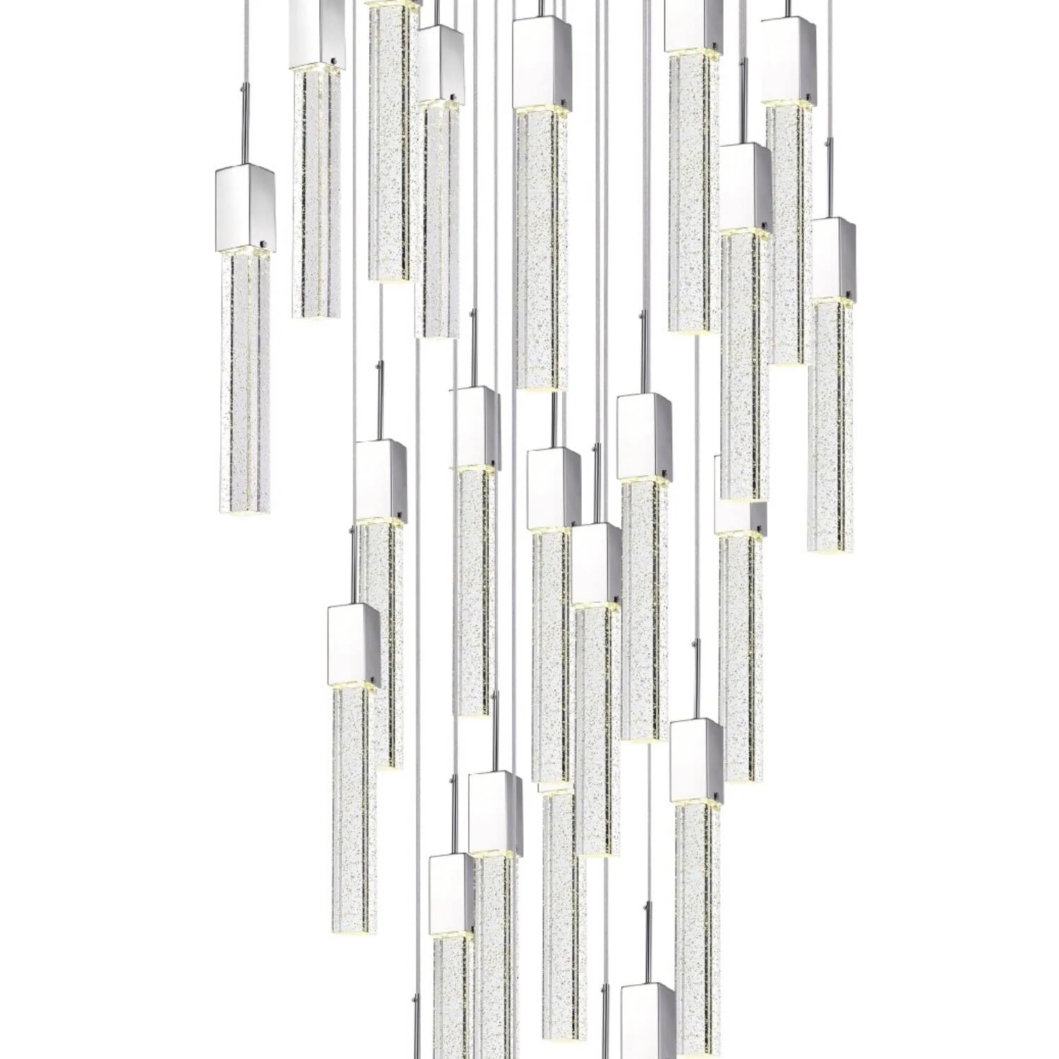 Finesse Decor Sparkling Night Chandelier, 25 Light, Acrylic, Silver, Model FN-1133-25, Contemporary Design for Bedroom, Dining Room, Living Room