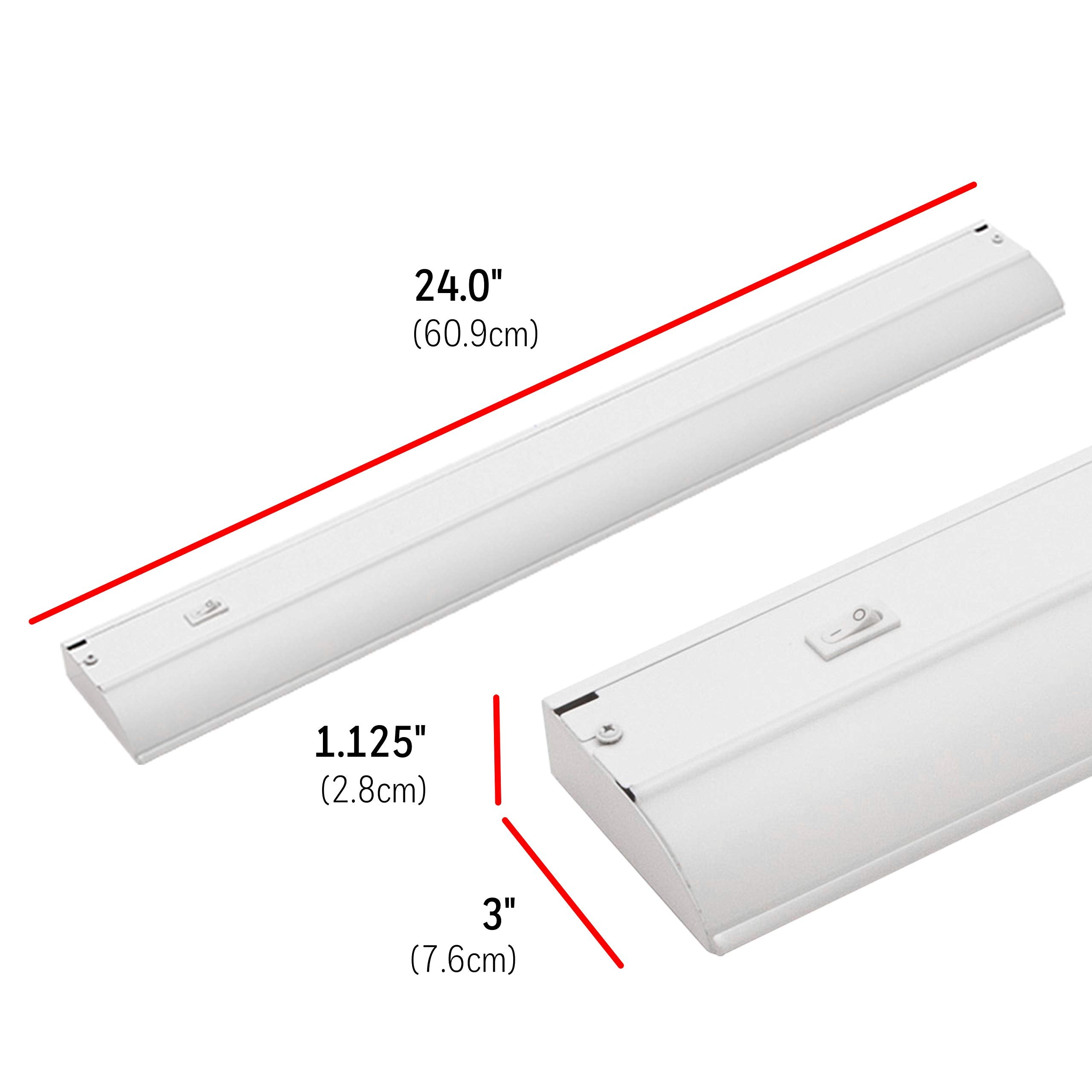 Ultrapro 24&quot; Hardwired Under Cabinet Lights, 2700K Warm White, Kitchen Lighting, White