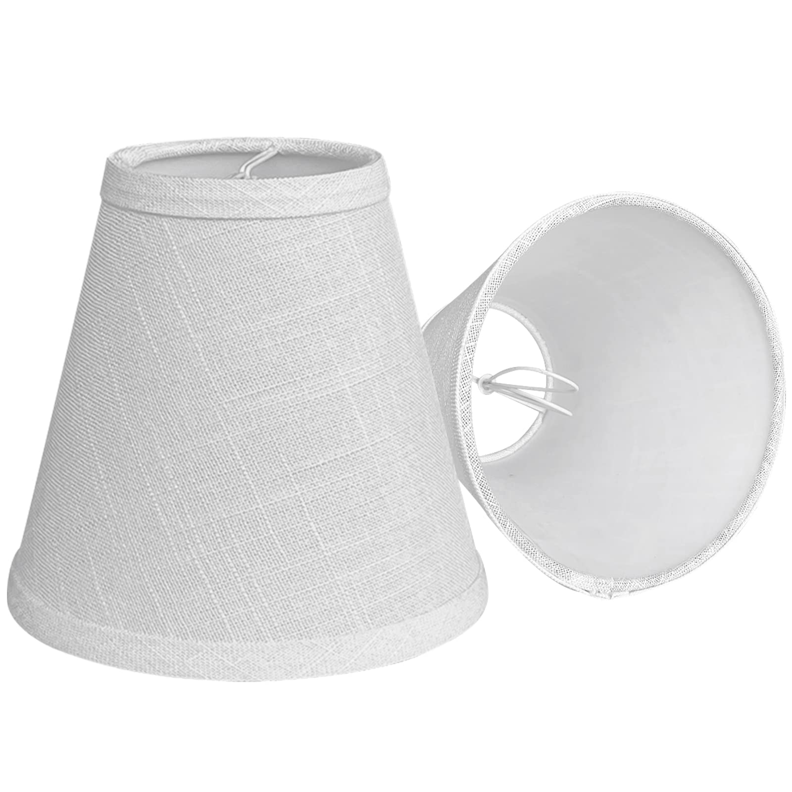 TOOTOO STAR Barrel Lamp Shades Clip On, Fabric, Mini Small, 3x6x5 Inch, Set of 2, White