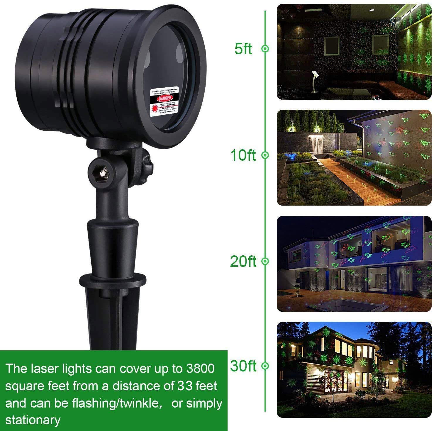 Christmas Lights Projector Outdoor, Waterproof Christmas Laser Lights With Remote Control For Outdoor Outside Christmas Decorati