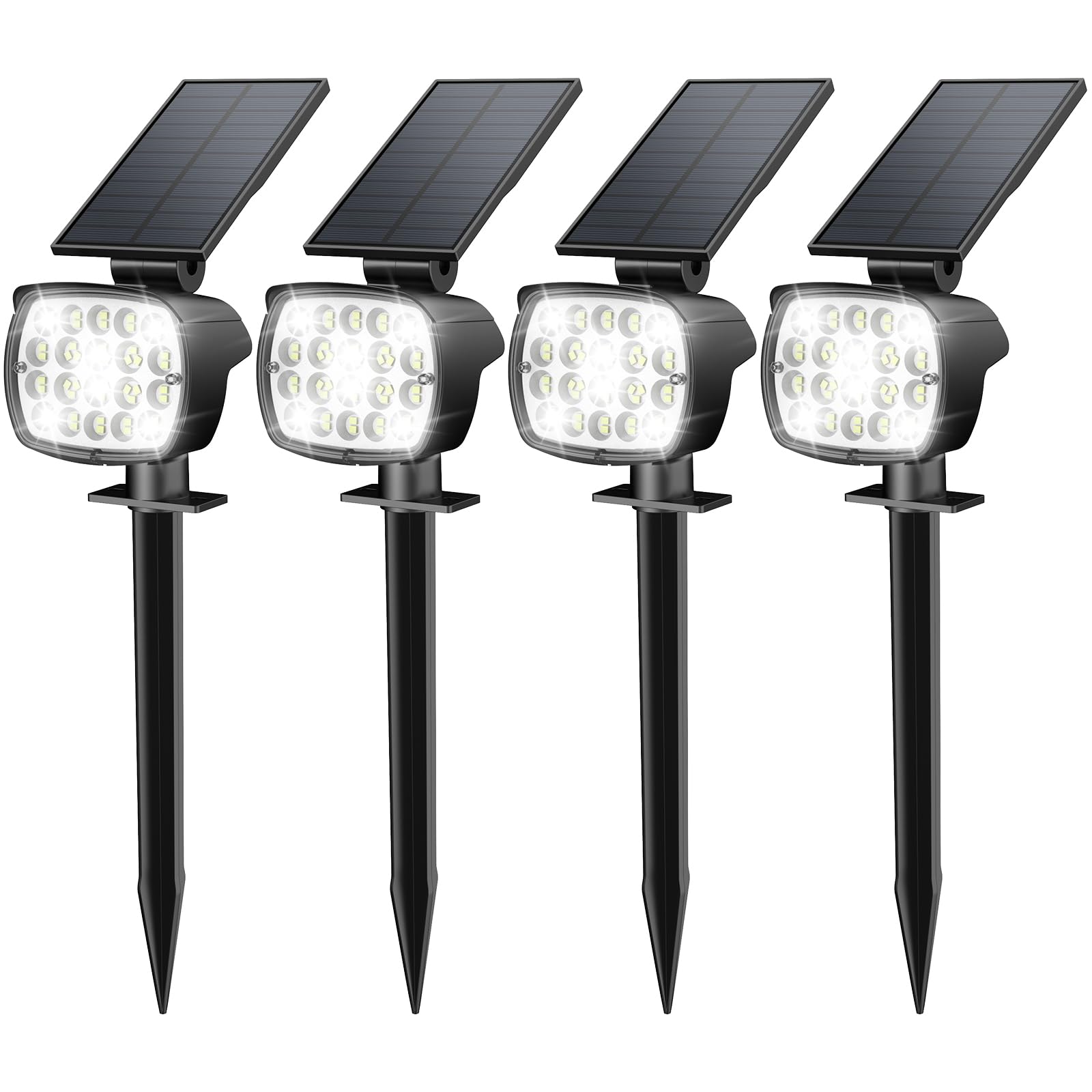 Kaxiida Solar Lights Outdoor 2025 Upgrade 3-Level Bright LED Spotlights 4 Pack CoolLight, Model CPD-09, Waterproof Uplights