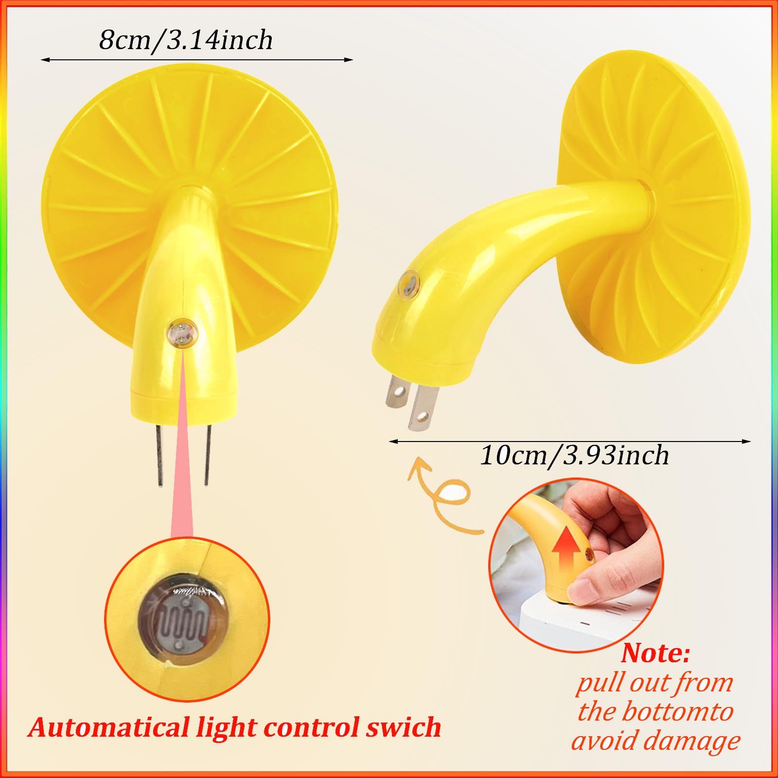 Esupport Mushroom-Shaped Led Night Light, Energy Saving, Yellow, Model Es-Lnh001, 50000H Lifespan, One Size