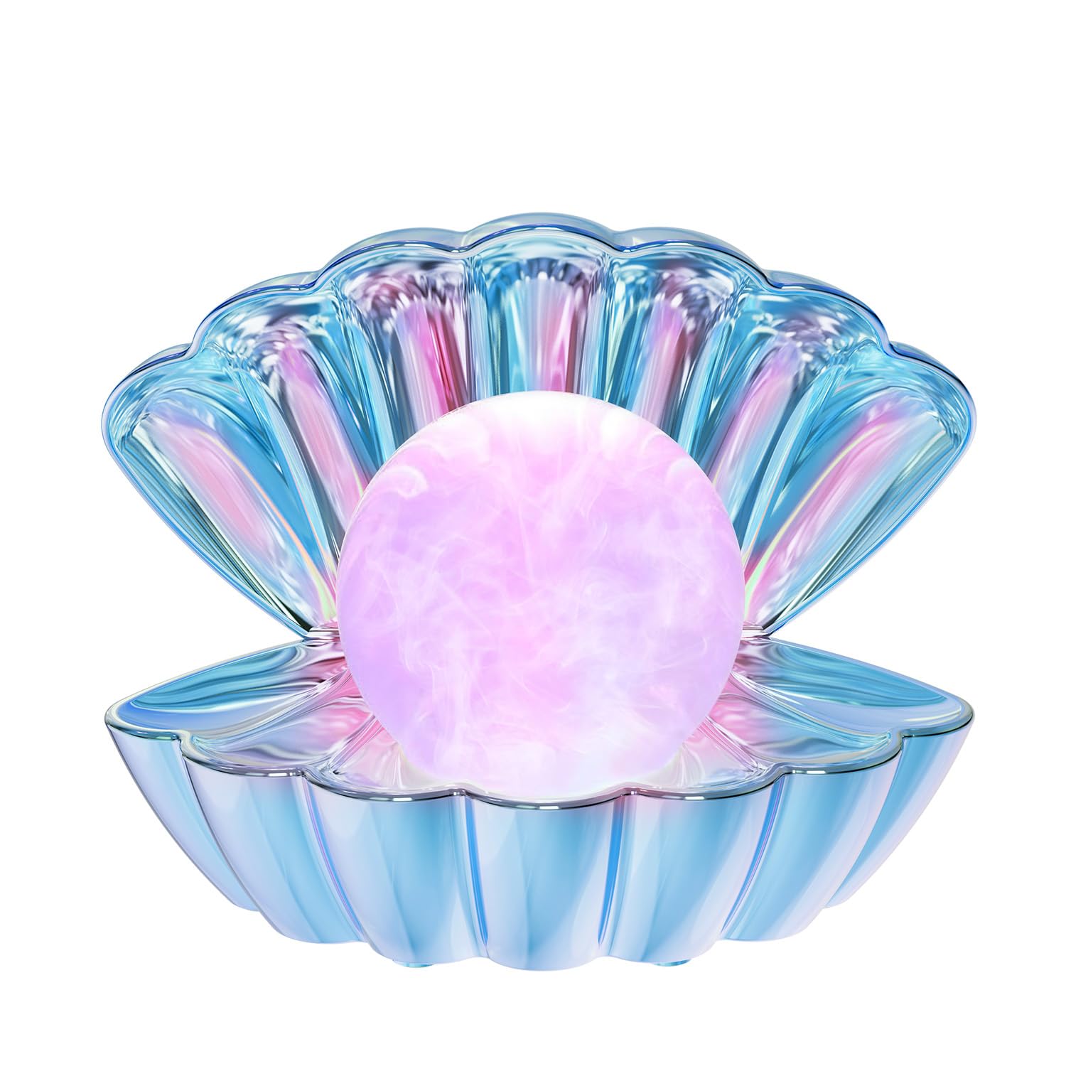 LKUA Shell Pearl Beach Themed Night Light, RGB 8 Colors Changing Mood Shell Pearl Lamps, Bedside LED Clamshell Portable Night Li
