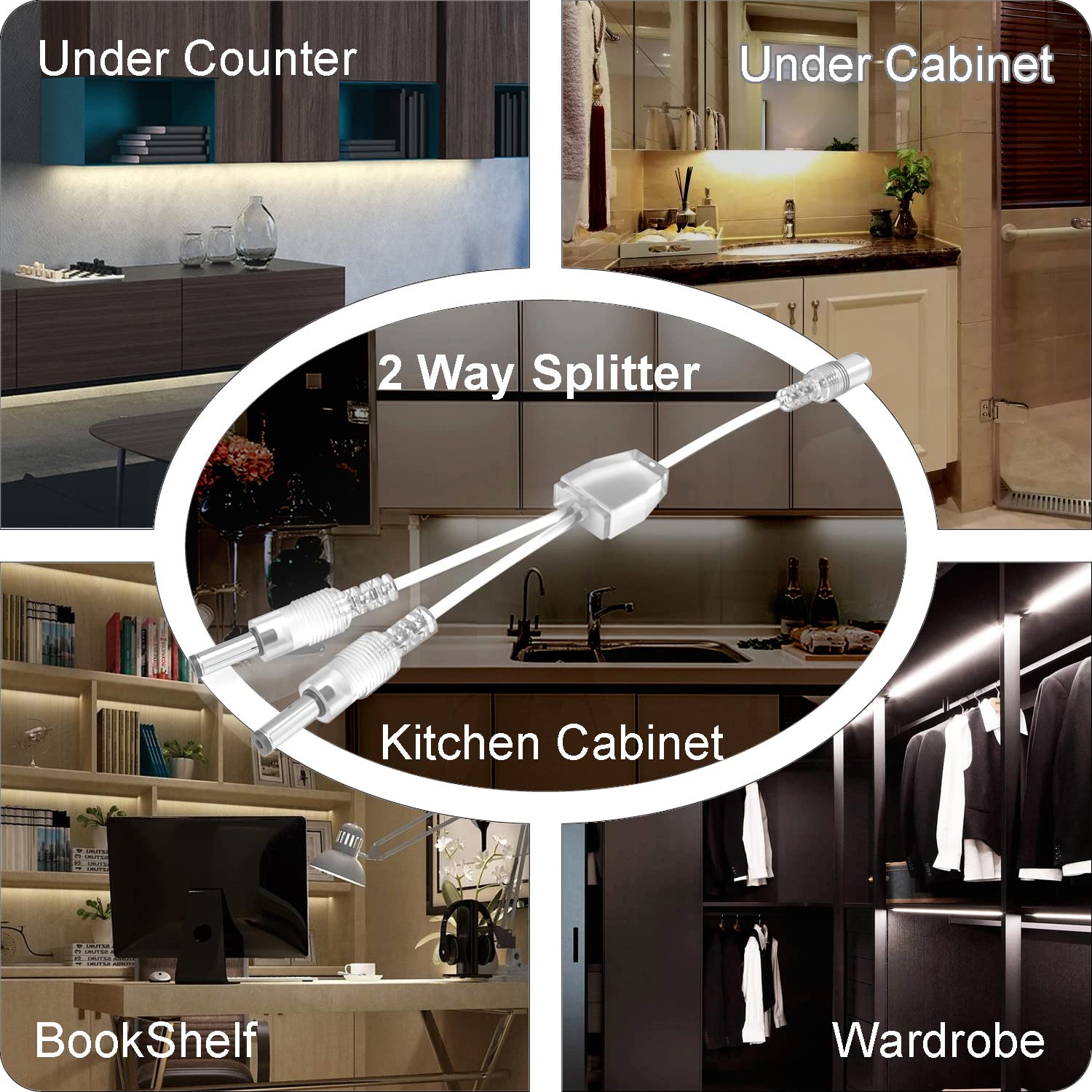 EBD Under Counter LED Lights, 9 Panels, Warm White 3000K, Adjustable Cable, Model U9SC3-3000K, Kitchen Cabinet Lighting