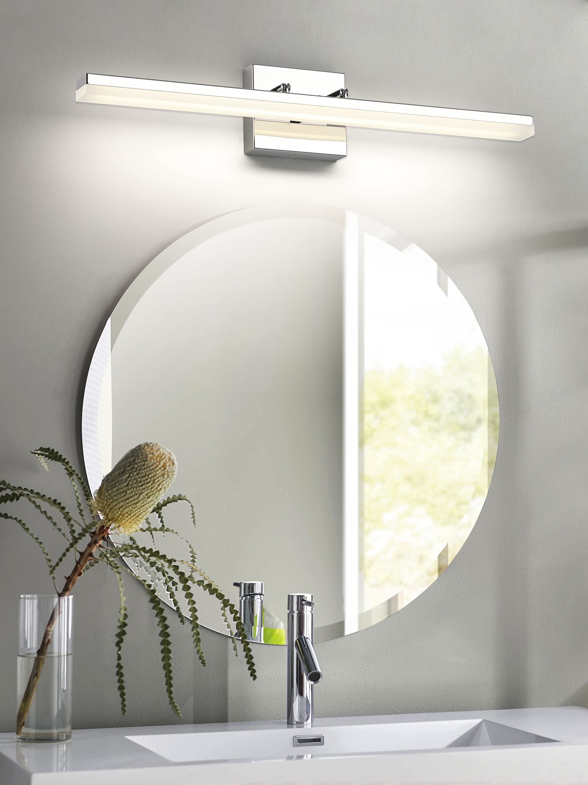 7Degobii 24in Bathroom Vanity Light Dimmable 14W LED Chrome Fixture - Model 7410-9W-BK, Adjustable 4000K