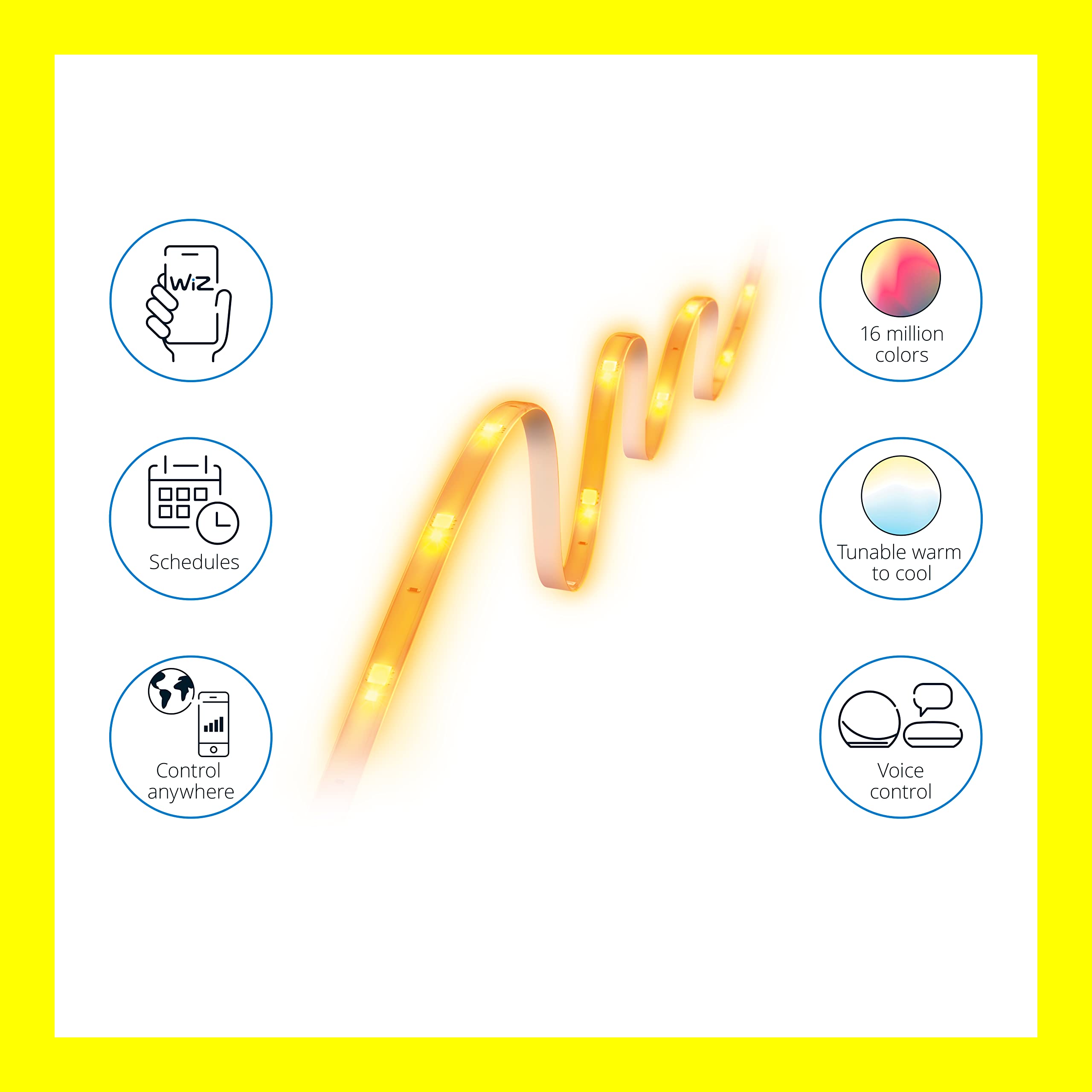 Wiz Connected 13Ft/4M Smart Wifi Color Lightstrip, 16 Million Colors, Plug Included Compatible With Alexa And Google Home Assist