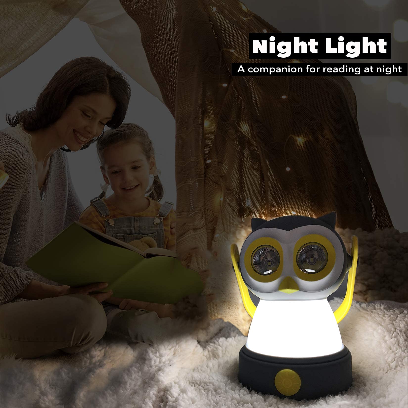 Outdoor Equipment Led Camping Lantern & Headlamp Set For Kids, Fant.Lux Battery Powered Night Light For Emergency, Hurricane, Lightweight Tent Lamp - Owl (Owl Set)