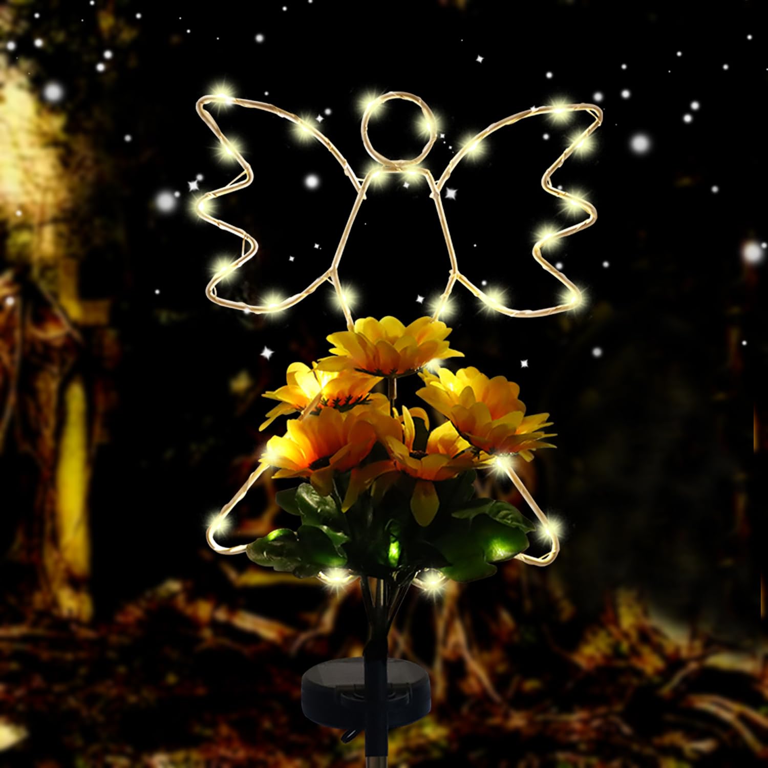 Lmtocs New Version Solar Angel Lights with Sunflower  2 Modes Cemetery Angel for Grave Decorations  Waterproof Outdoor Angel Solar Lights for Christmas Yard Patio Pathway Memorial Grave Decorations