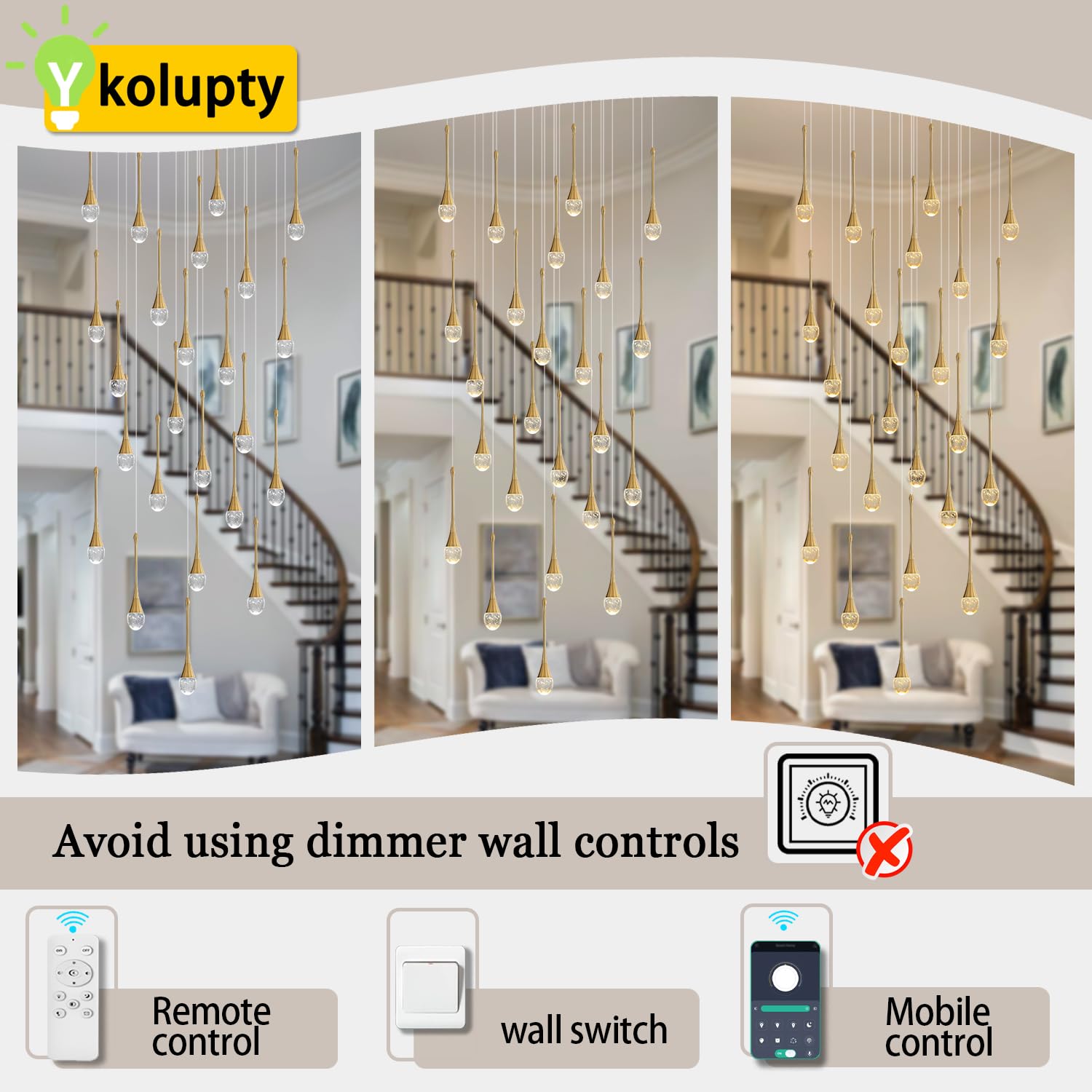 Ykolupty 24-Lights Rectangular Chandelier Crystal Raindrop Chandeliers Flush Mount Ceiling Light For Dining Room Living Room Hig