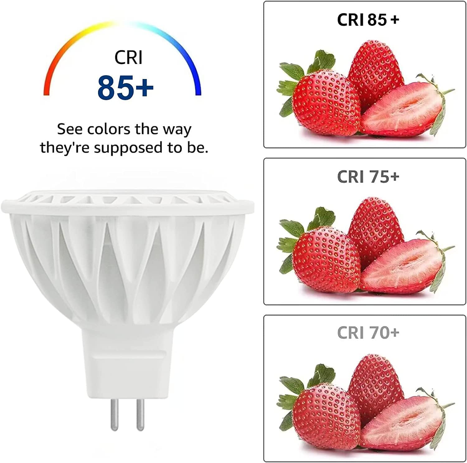 Gohdlamp 12 Pack Mr16 Led Light Bulbs, 50 Watt Equivalent Landscape Light Bulbs, 2700K Warm White 5W 12V Spotlight Bulb, Non-Dim