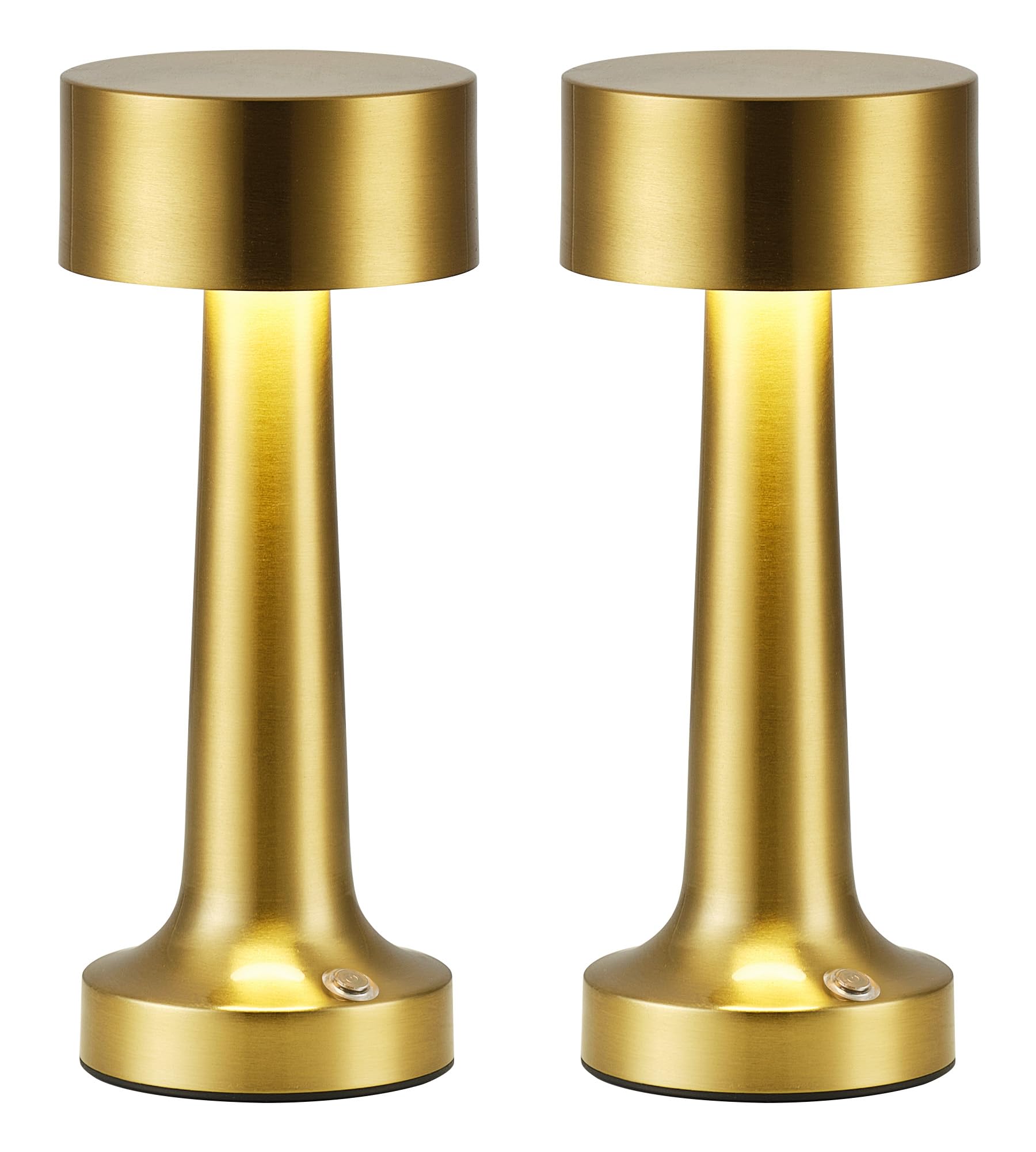PUSU LED Cordless Small Table Lamps Set of 2, Gold Portable Rechargeable 4000mAh Battery Operated Desk Lamp, 3 Color Stepless Di