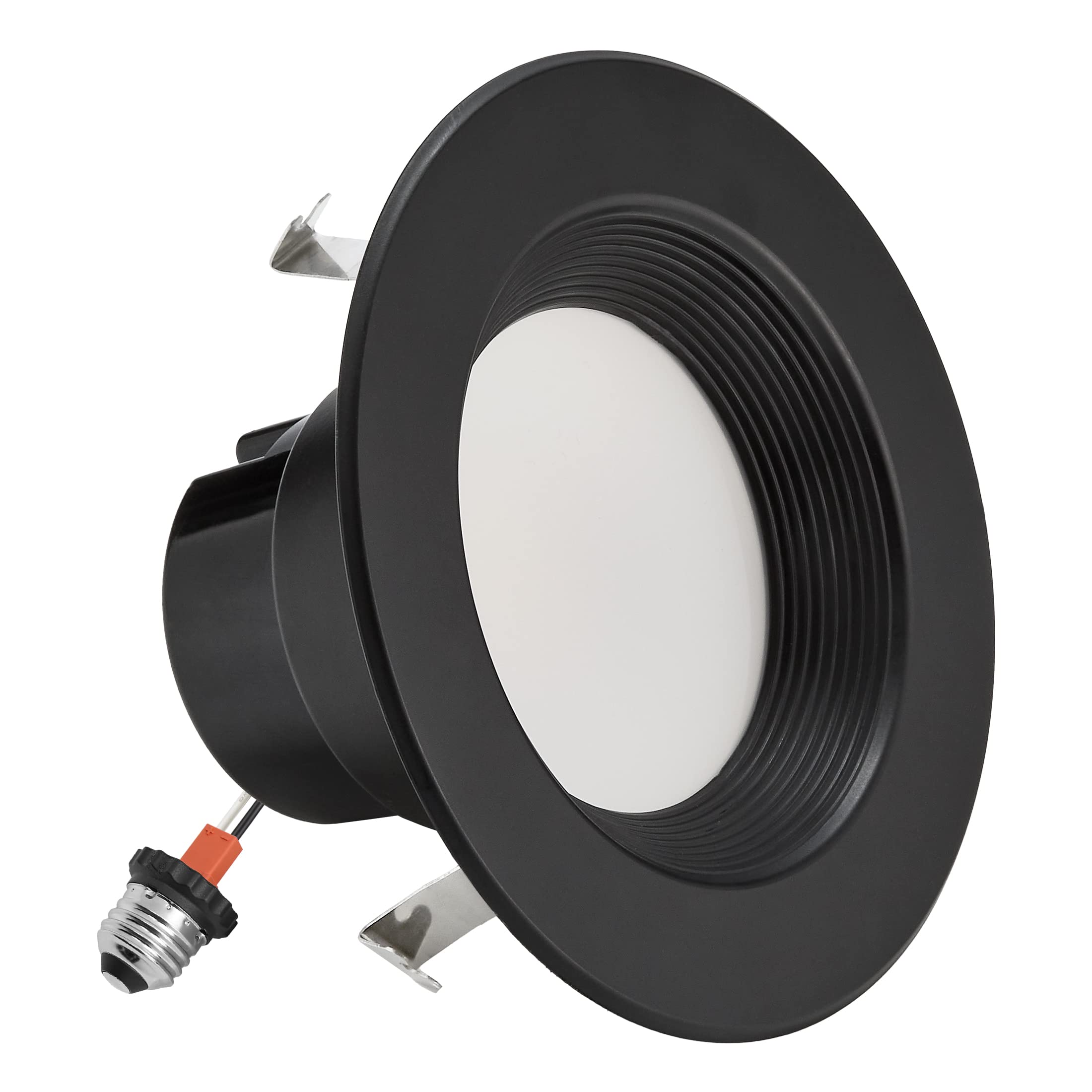 Maxxima 4 In. 5 Cct Retrofit Recessed Led Downlight, 800 Lumens, With E-26 Quick Connect, Color Selectable 2700K-5000K (2700K/3000K/3500K/4000K/5000K), Dimmable, Black Trim