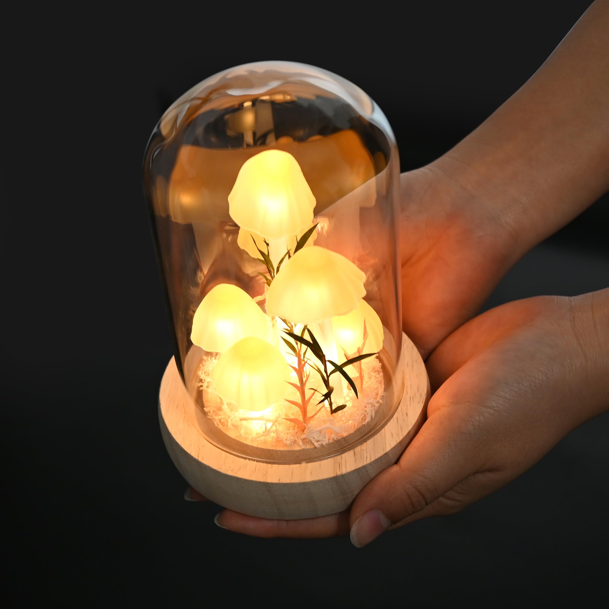 Quelien Christmas Mushroom Lamp In Glass Dome Mushroom Gifts For Women - Warm White Led Night Light For Bedroom Decor Unique Gifts For Women  Housewarming Birthday Decorations