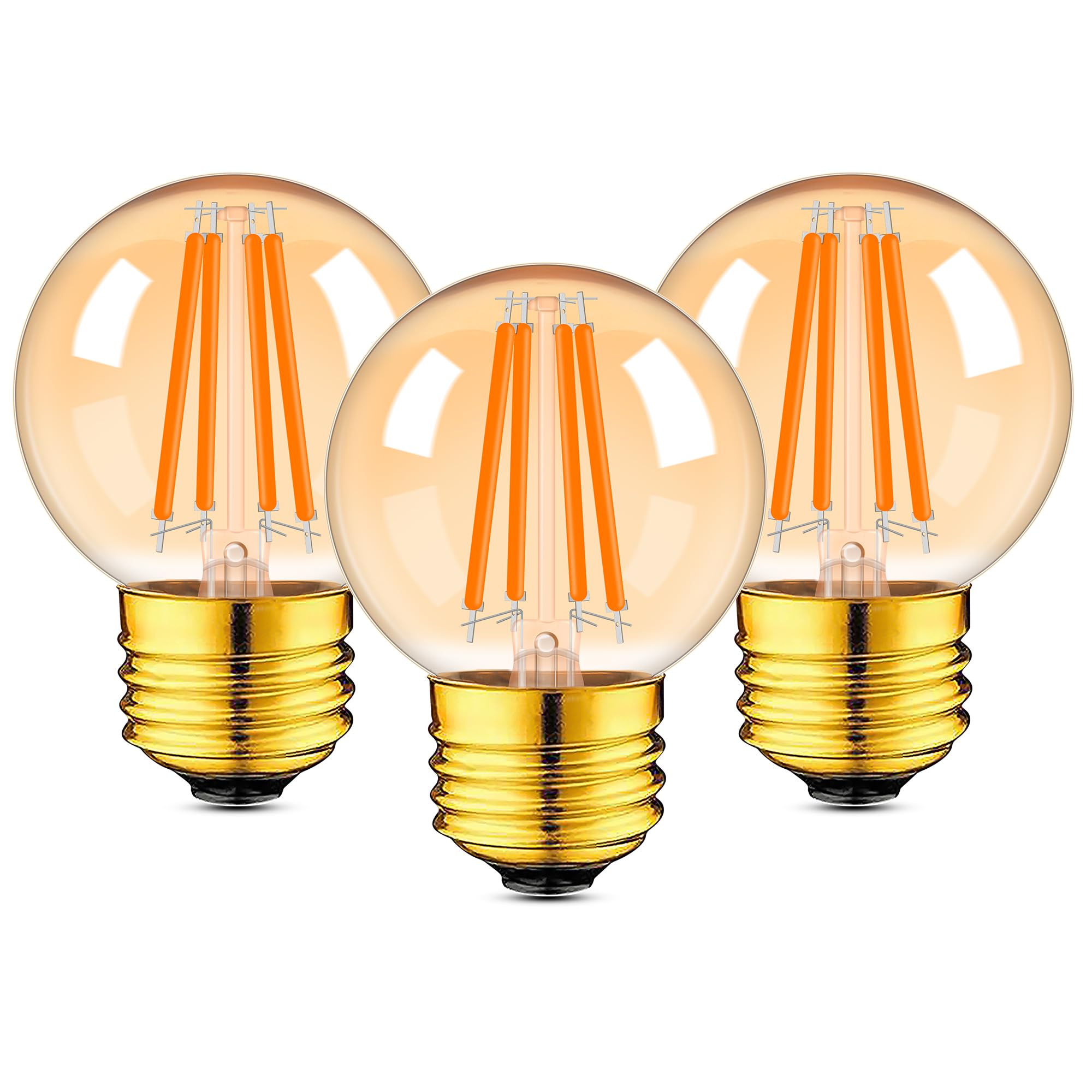 Grensk E26 Edison Led Light Bulbs 40 Watt,G16.5 4 Watt Amber Vintage Light Bulb,2700K Warm White For Home Or Commercial Lighting
