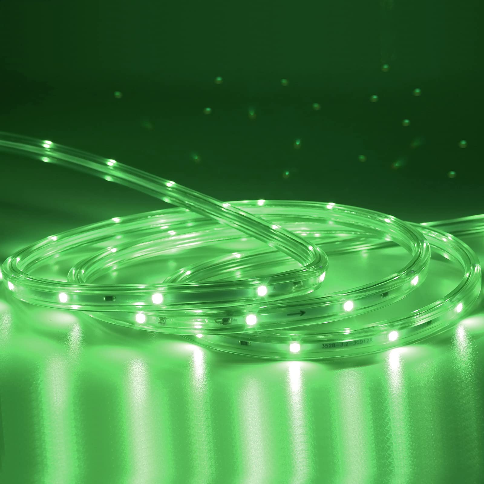 Areful Green Rope Lights, 16.4Ft Waterproof Led Strip Light, Indoor Outdoor Flexibe Decorative Lighting For Home Christmas Holiday Garden Patio Party