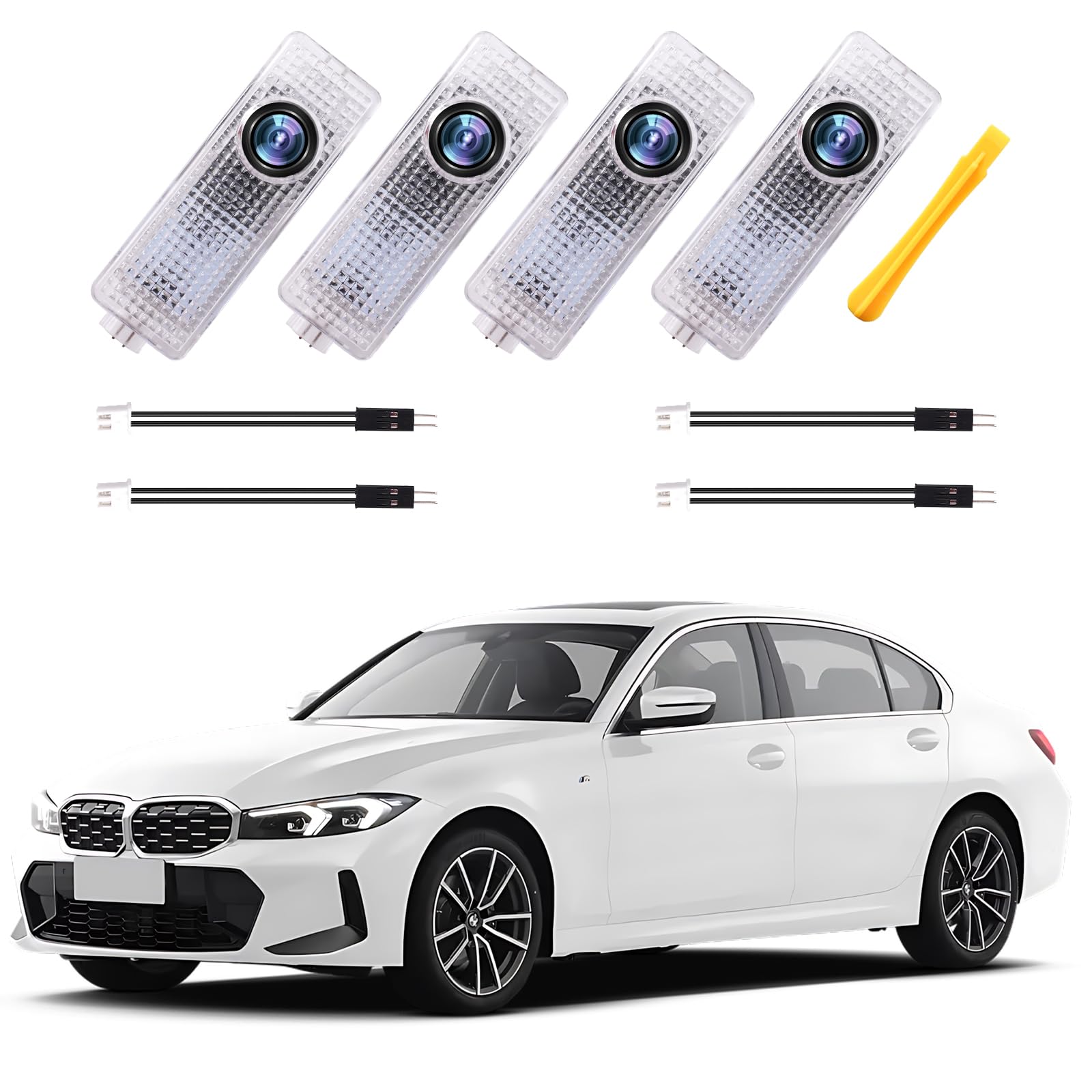4PC Car Door Light Projector, Customized Logo Door LED Lights Compatible with 1/2/3/4/5/6/7/X/Z/M/GT Series B Car Accessories