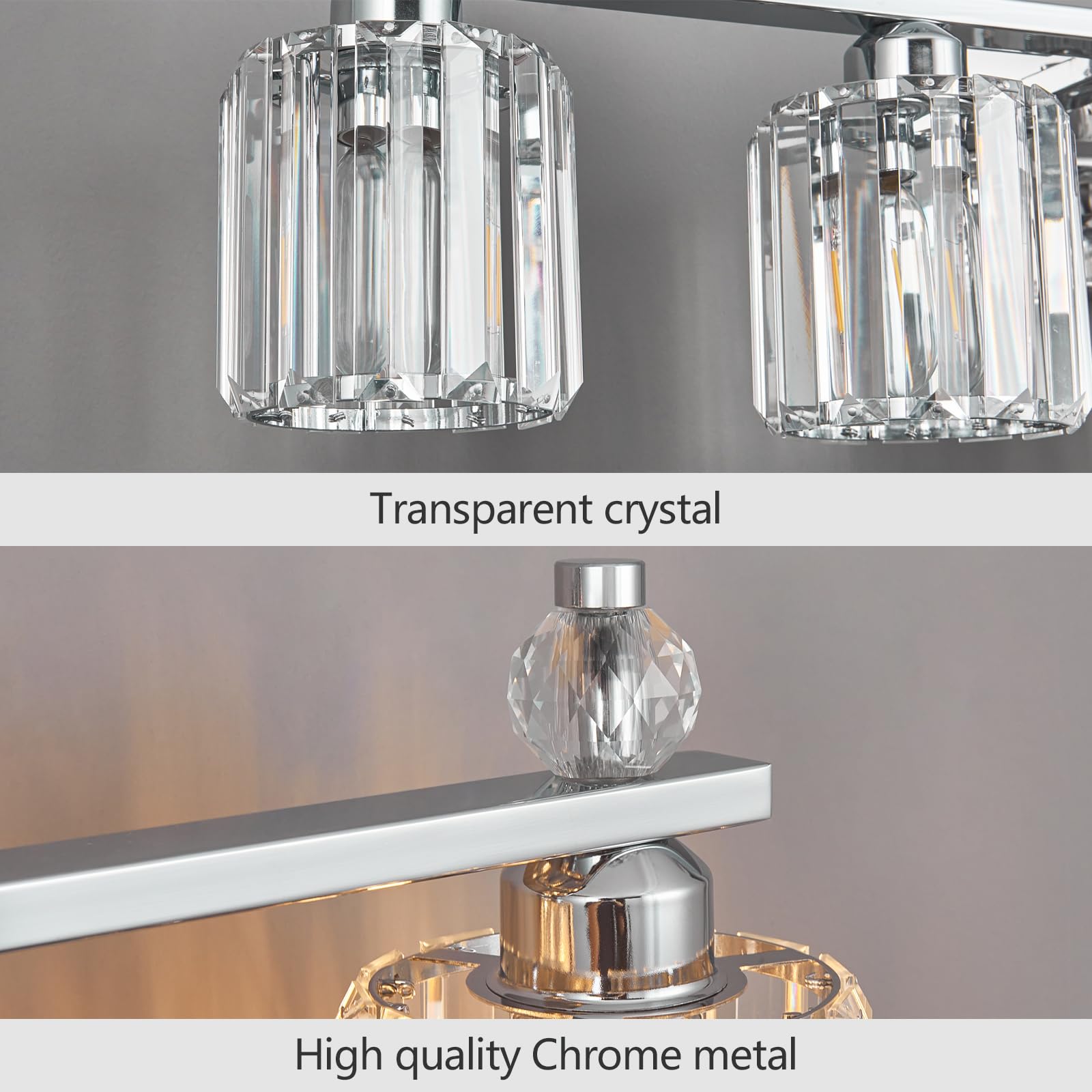 FDPBY 6-Light Chrome Crystal Bathroom Vanity Light Fixture Model 291