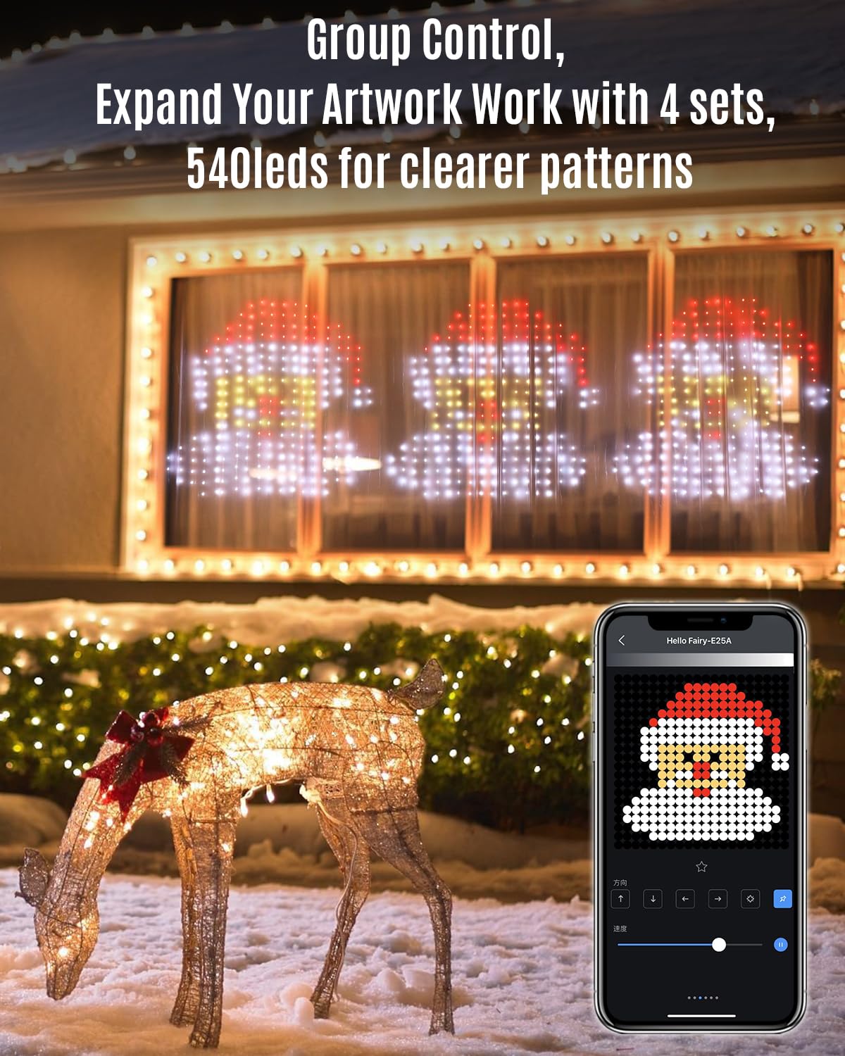 540Leds Dynamic Curtain Lights, Smart App And Remote Control Diy Christmas Window Lights, Color Changing Animated Led Curtain String Lights Ip65 Waterproof For Bedroom Wall Outdoor Decor, 5 X 6.6Ft