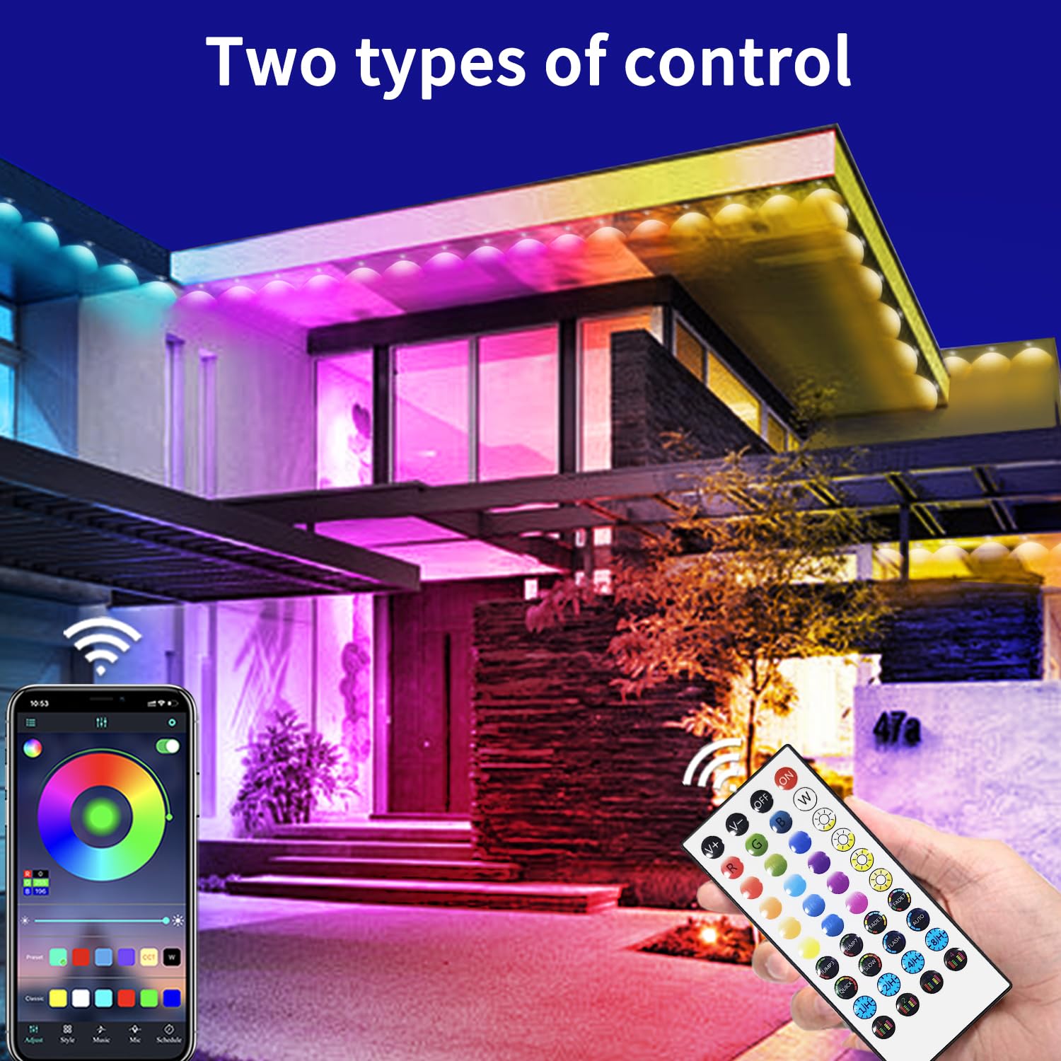 Yocrostar 100Ft Permanent Outdoor Light,Rgb Eaves Lights With App Control Remote,Diy Ip67 Waterproof Led Lights,Outside Light Fo