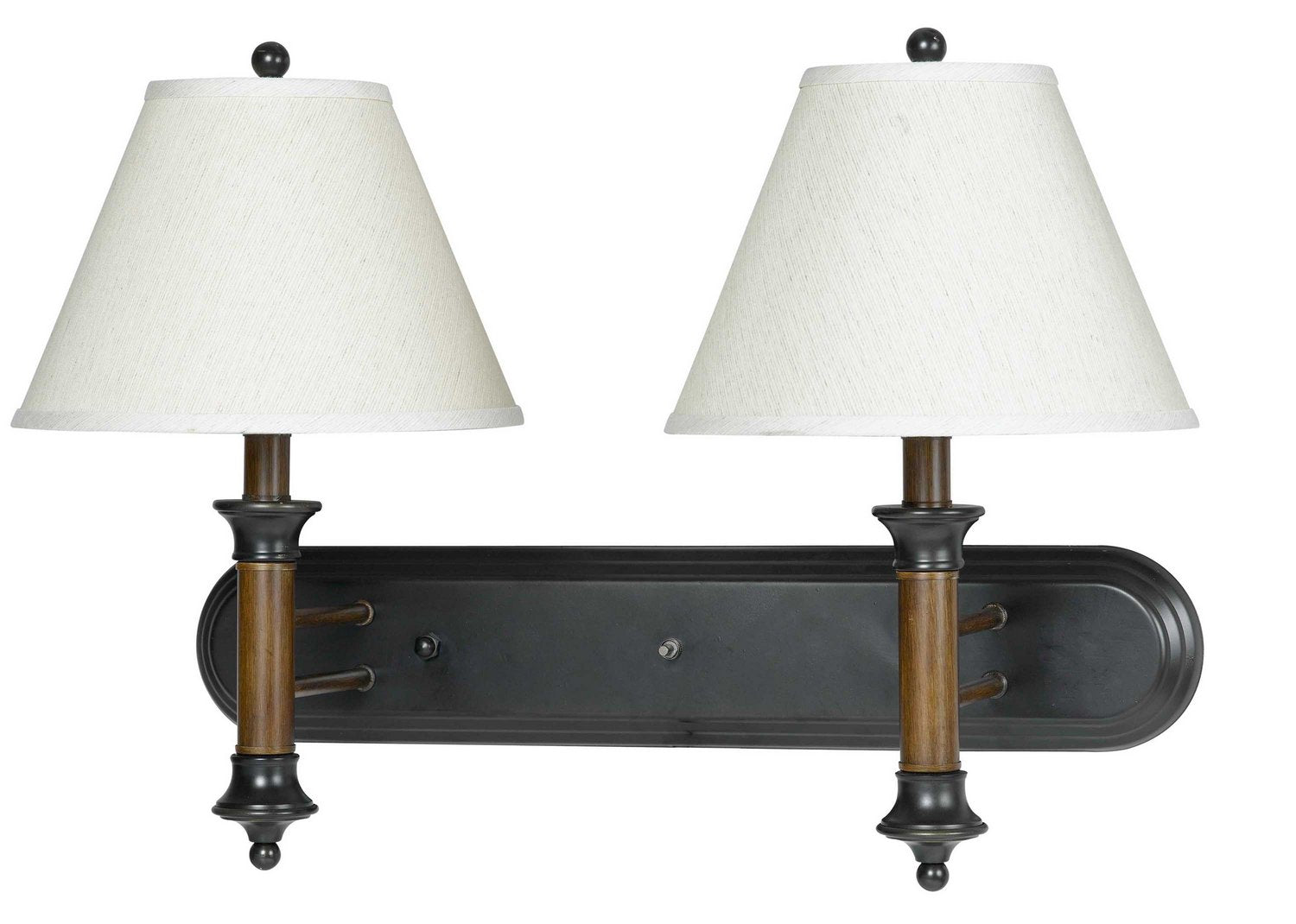 Cal Lighting Traditional Two Wall Lamp, Antique Bronze/Wood, 9.5x27x14.5, Model CALLA-60007W2L-2