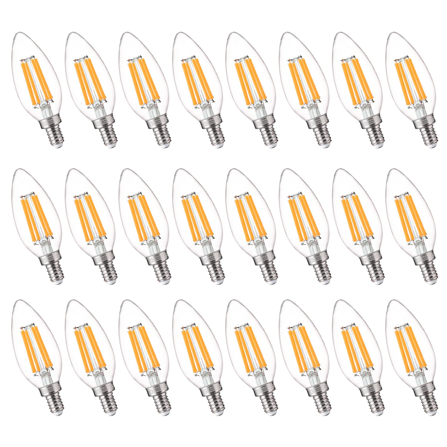 Flsnt 100W Equivalent Led Candelabra Bulbs, 800Lm Dimmable B11 E12 Led Chandelier Light Bulbs, 5.5W, 2700K Soft White, 24 Pack U