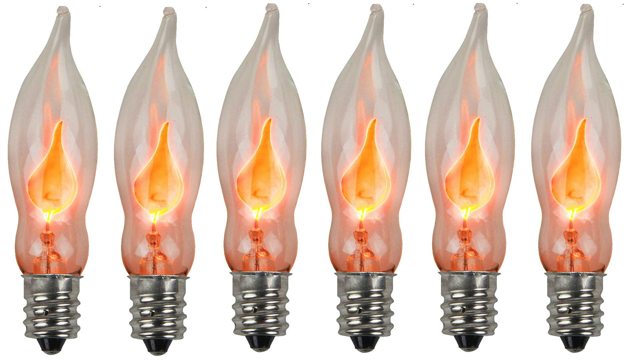 Holiday Joy - Flicker Flame Crystal Clear Flame Tip Candelabra Replacement Bulbs - Great for Electric Window Candle Lamps - CA5