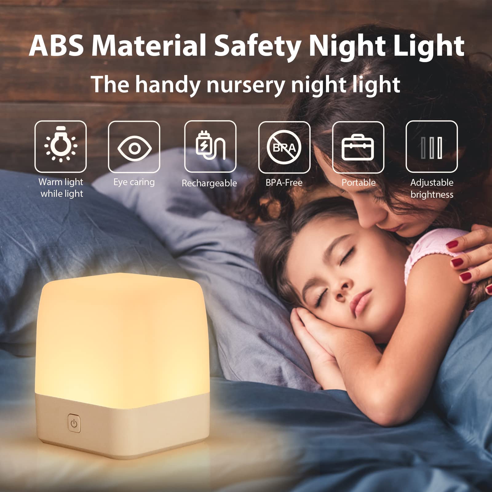 Izetianzhe Night Light For Kids, Led Touch Baby Night Light For Breastfeeding, Dimmable Nightlight For Bedroom Nursery Lamp Rech