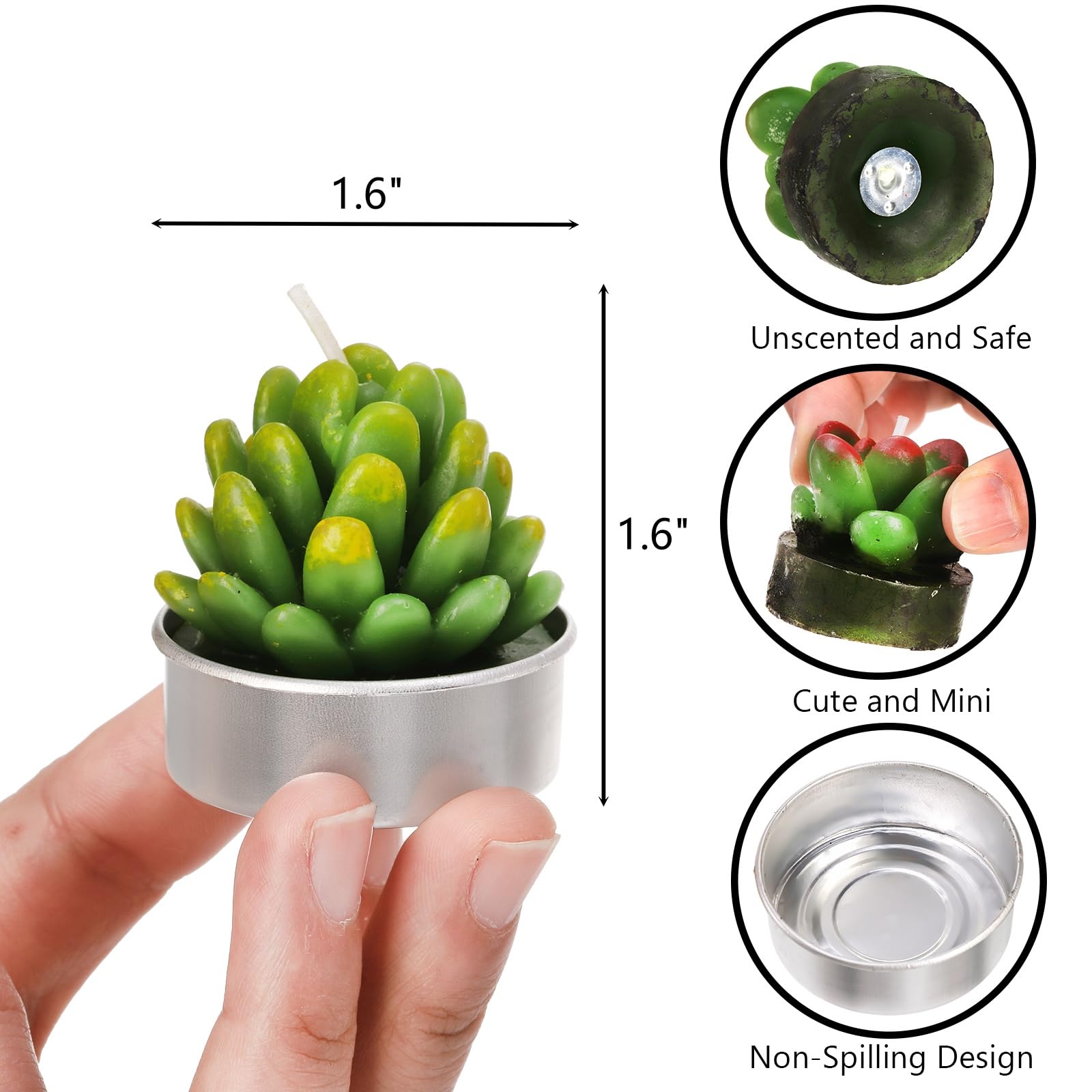 Lawei 18 Pack Cactus Tealight Candles - Handmade Delicate Succulent Mini Plants Candles - Perfect For Home Decor Candles Festival Wedding Props And House-Warming Party