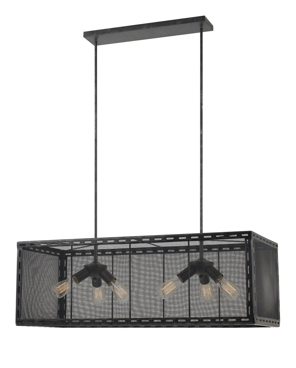 Cal 60W X 6 Evanston Metal Chandelier (Edison Bulbs Not Included), Black Iron, 45.25x16.00x40.00 (FX-3625-6)