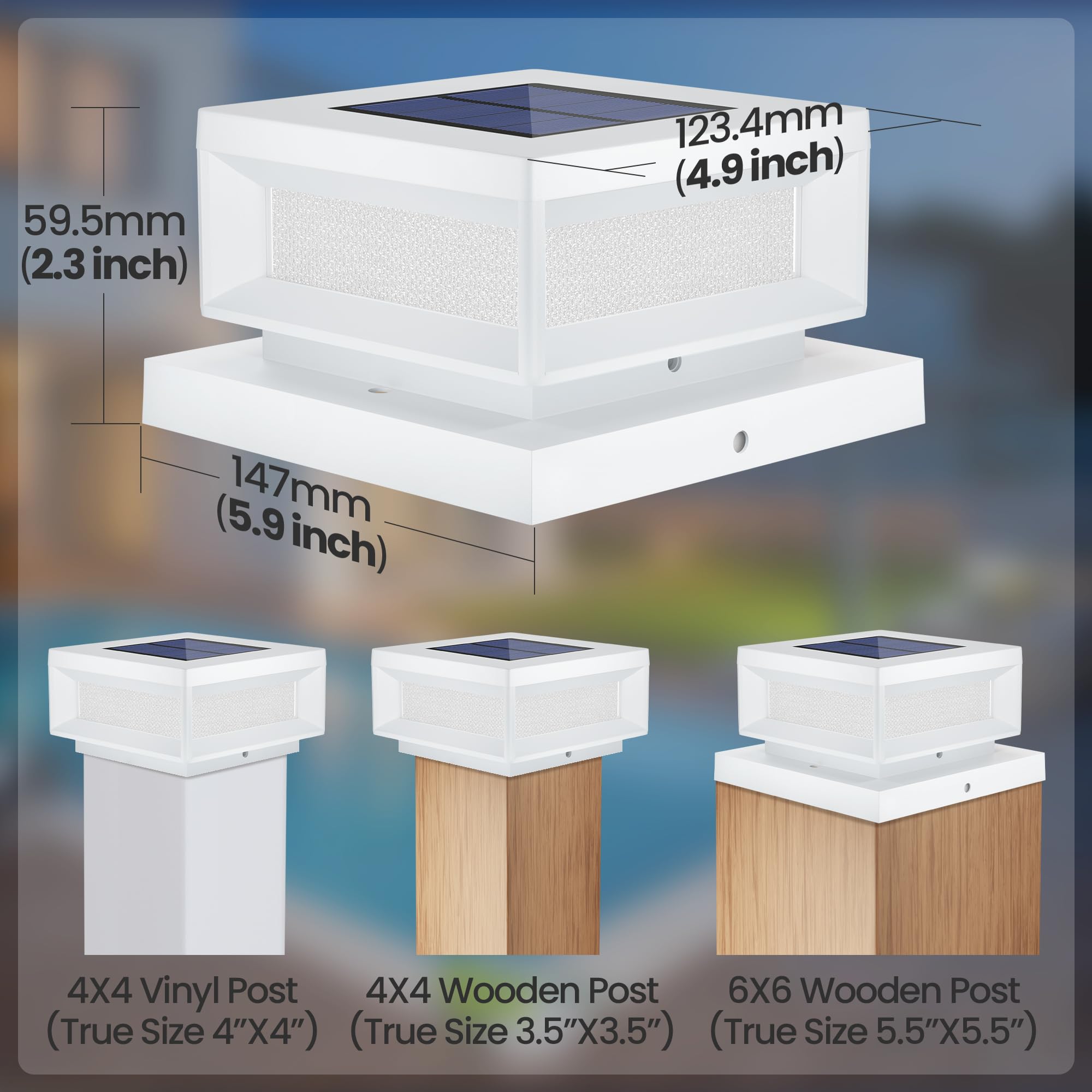 Mlambert 4 Pack Solar Post Cap Lights Outdoor, Waterproof Deck Fence Post Light For 4X4 Wood/Vinyl Posts, 6X6 Wooden Posts, Cool