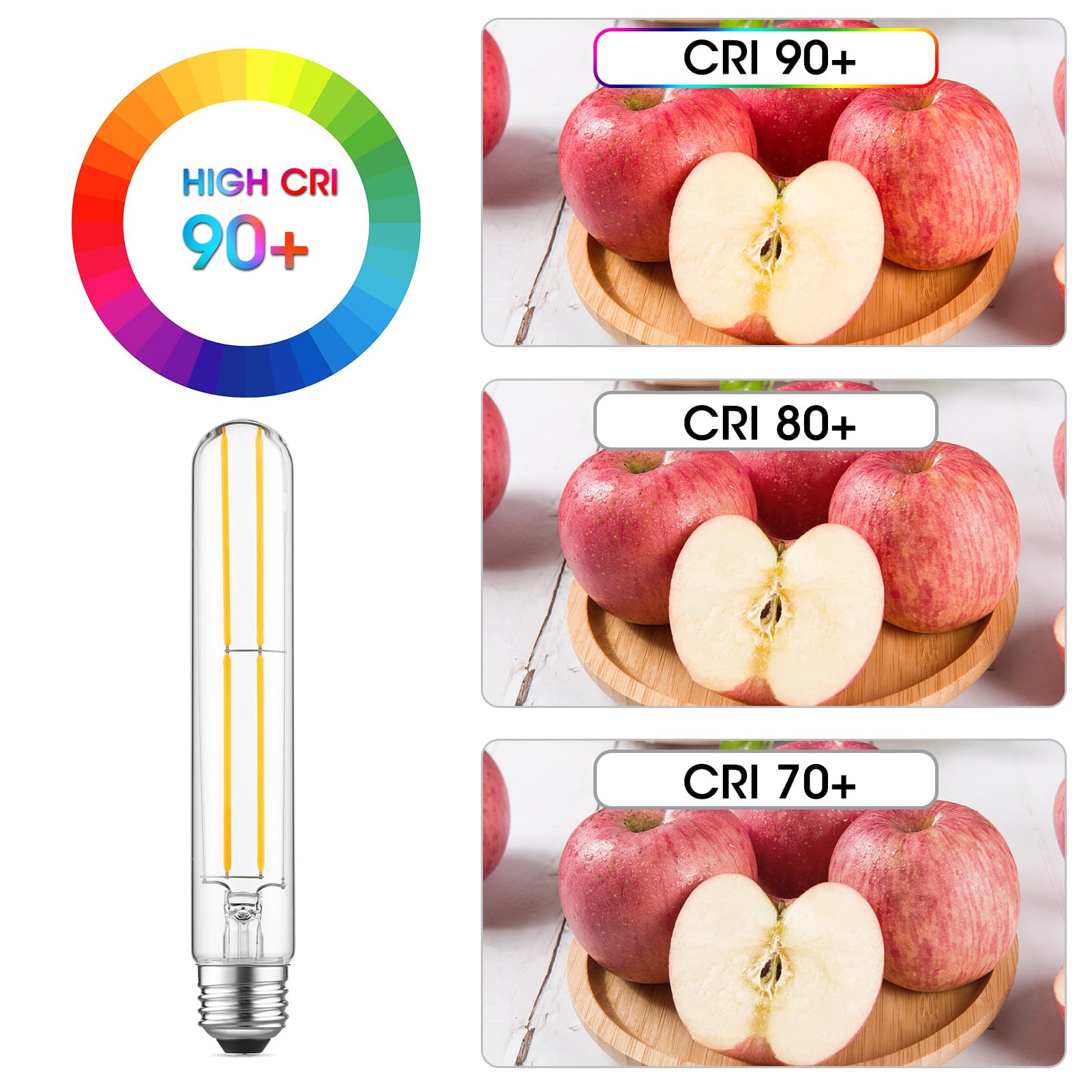 Gozelux T10 Led Bulb 6W Equal E26 Led Bulb 60 Watt Dimmable Cool White 4000K E26 Edison Bulb Ac120V 750Lm Tubular Light Bulb T10