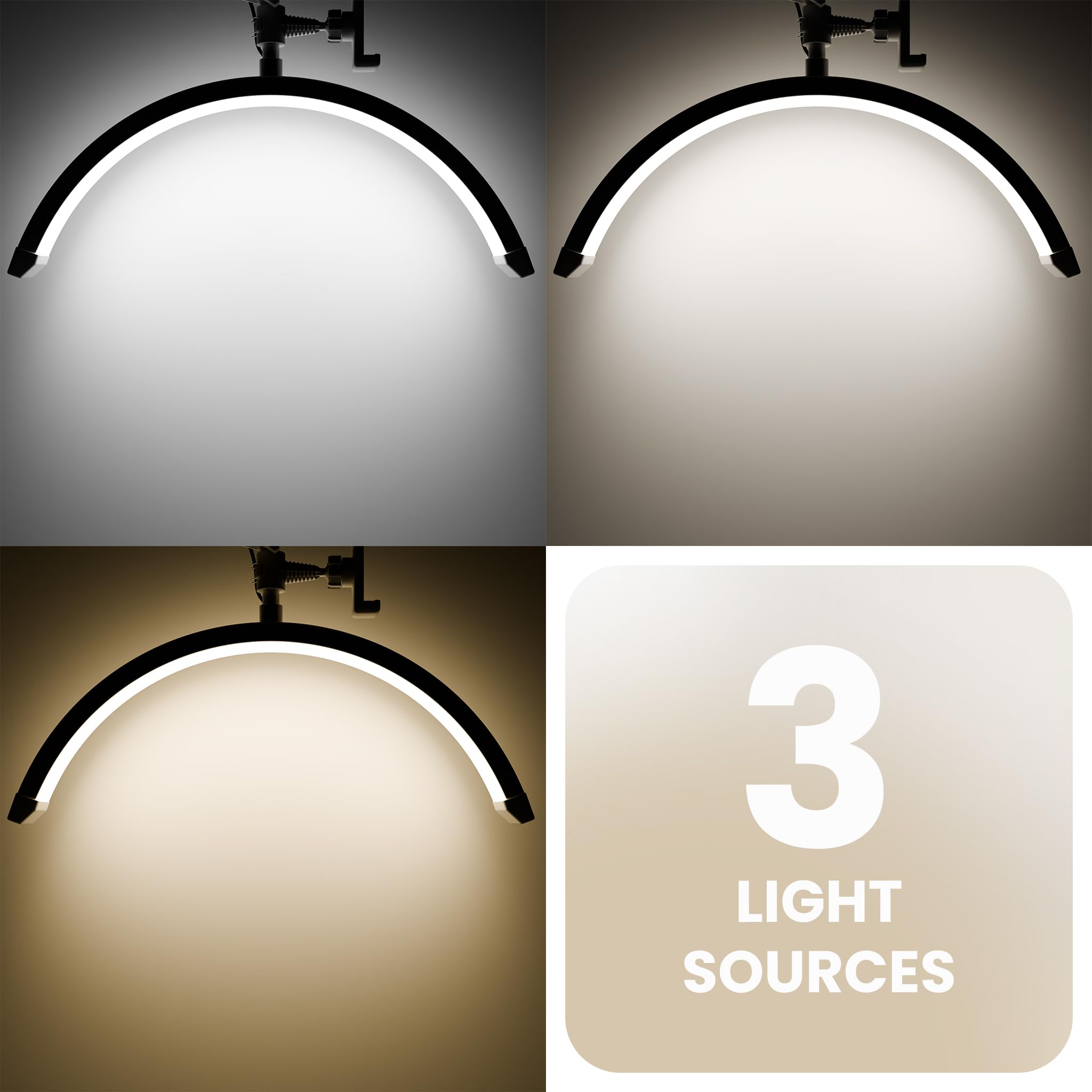 Gelpal 3000 Lm Adjustable Led Half Moon Light With Clamp & Task Lamp - Bright  Dimmable Lighting For Office  Crafts  Nails &Salon  Remote Control (Cct White)