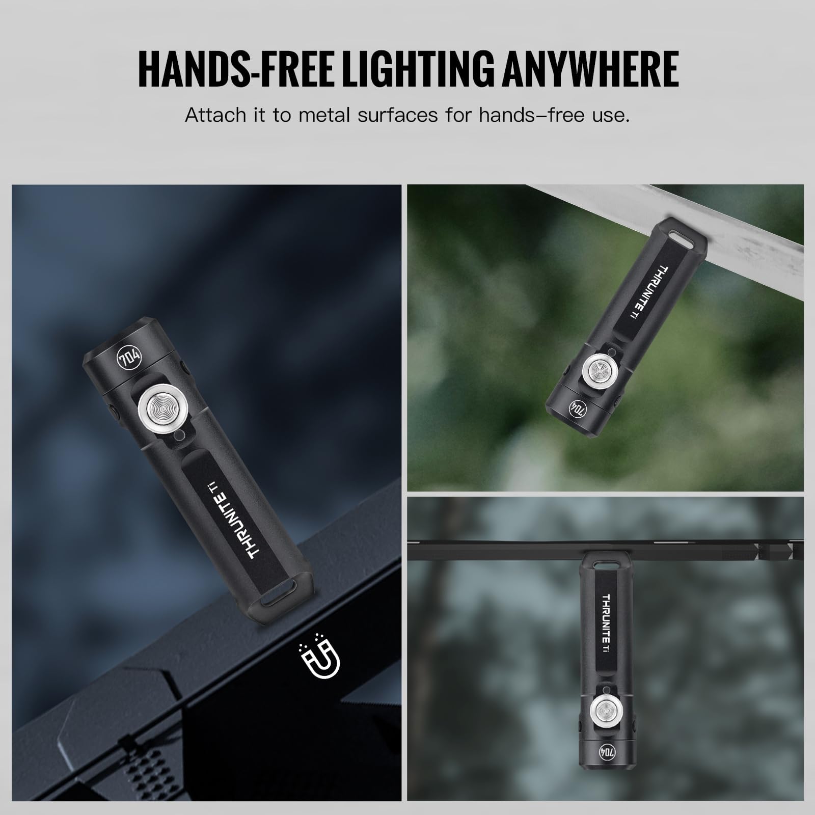 ThruNite Ti-704 Keychain Flashlight, 650 Lumens USB-C Rechargeable, Magnetic Tailcap, Black Cool White
