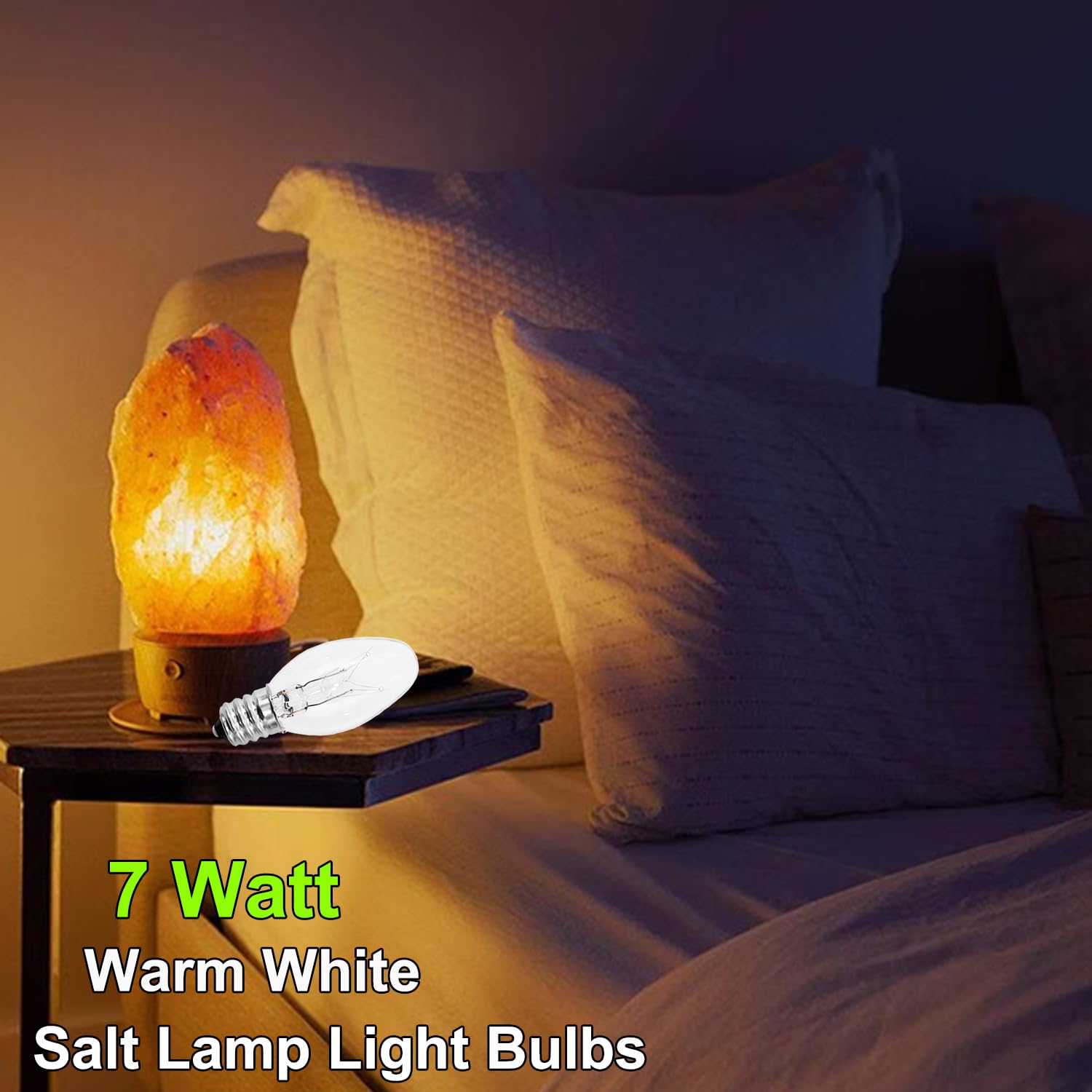 Night Light Bulb 7 Watt E12 Base Small Light Bulbs,C7 Replacement Bulbs For Night Light,Salt Lamp,Table Lamp,Chandeliers,Christmas String Lights,Dimmable,Warm White-15 Packs