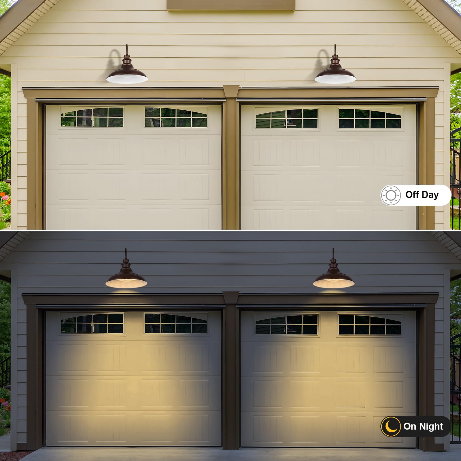 Diyel Outdoor Barn Light Fixtures  16 Inch Large Dome Farmhouse Exterior Wall Mount Lights  Rustic Wall Sconces Indoor Wall Lighting  Industrial Bronze White Lanterns For Porch  2 Pack