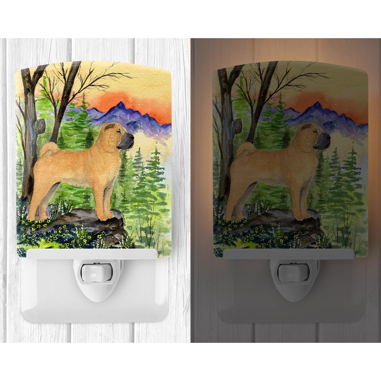 Carolines Treasures Shar Pei Ceramic Night Light, UL-Certified, 6x4x3in, Multicolor, Model SS8324CNL
