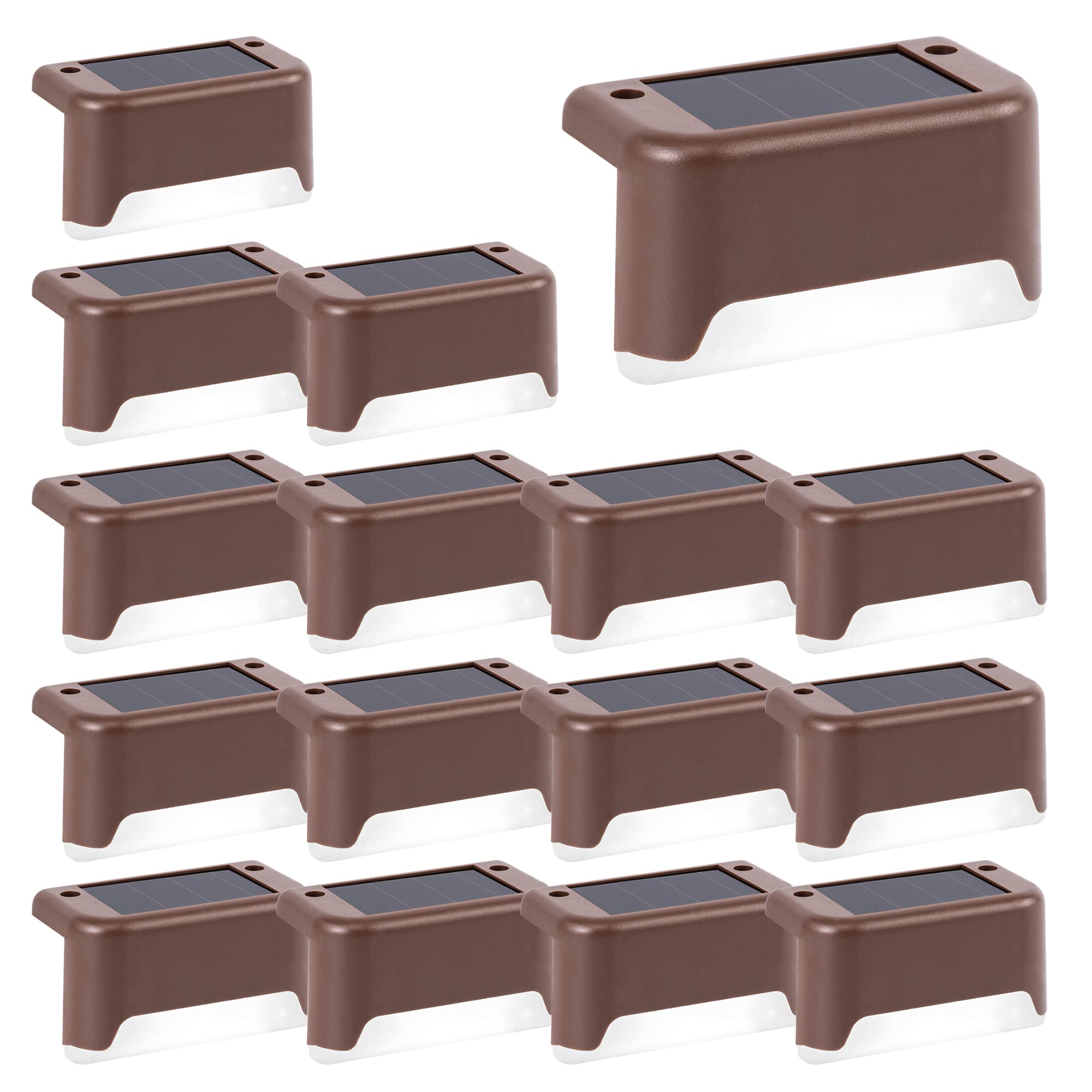 Gigalumi 12 Pcs Solar Deck Lights, Bronze Finished Waterproof Led Solar Lamp For Outdoor Pathway, Yard, Patio, Stairs, Step And Fences. (Cool White)