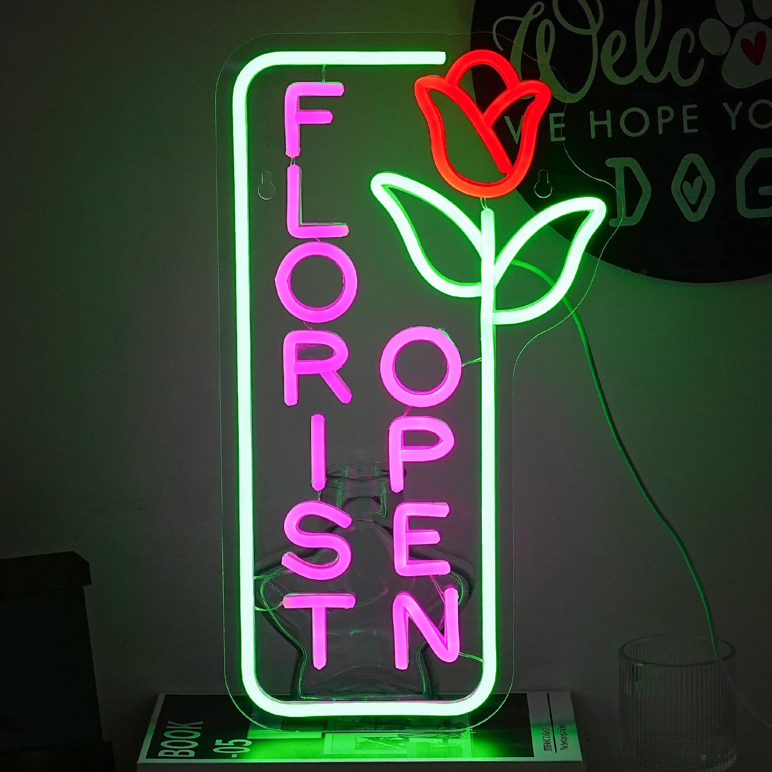 Alkkign Florist Neon Sign for Business Open Neon Light Flower LED Neon Signs Colorful LED Neon Light for Flower Shop Supermarket