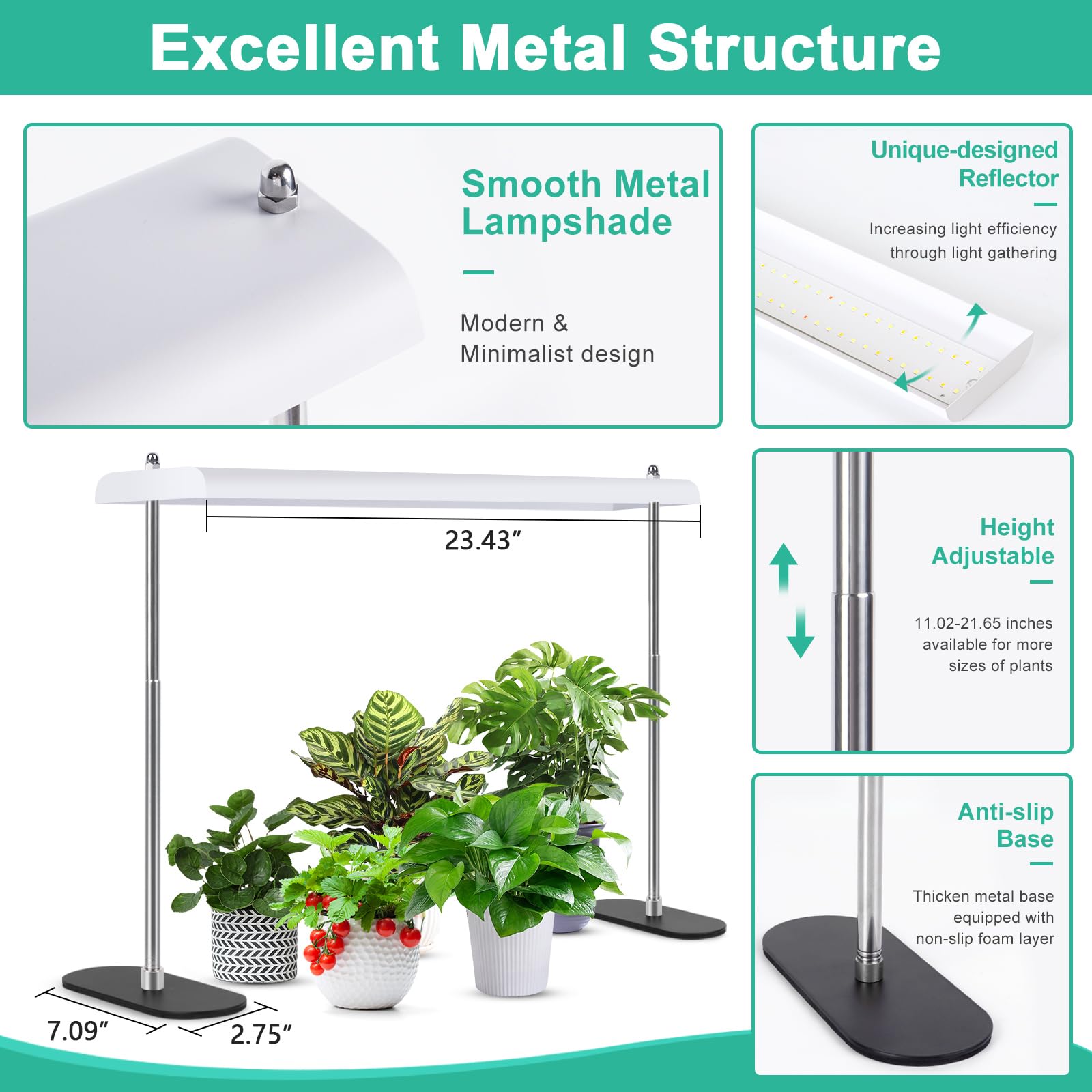 Foxgarden® Grow Light Stand, Advanced Led Plant Growth Lighting With 4/8/12H Timer, 6 Dimming Options, And Adjustable Height - Optimal For Indoor Plants In Seedlings, Vegetative, And Flowering Phases