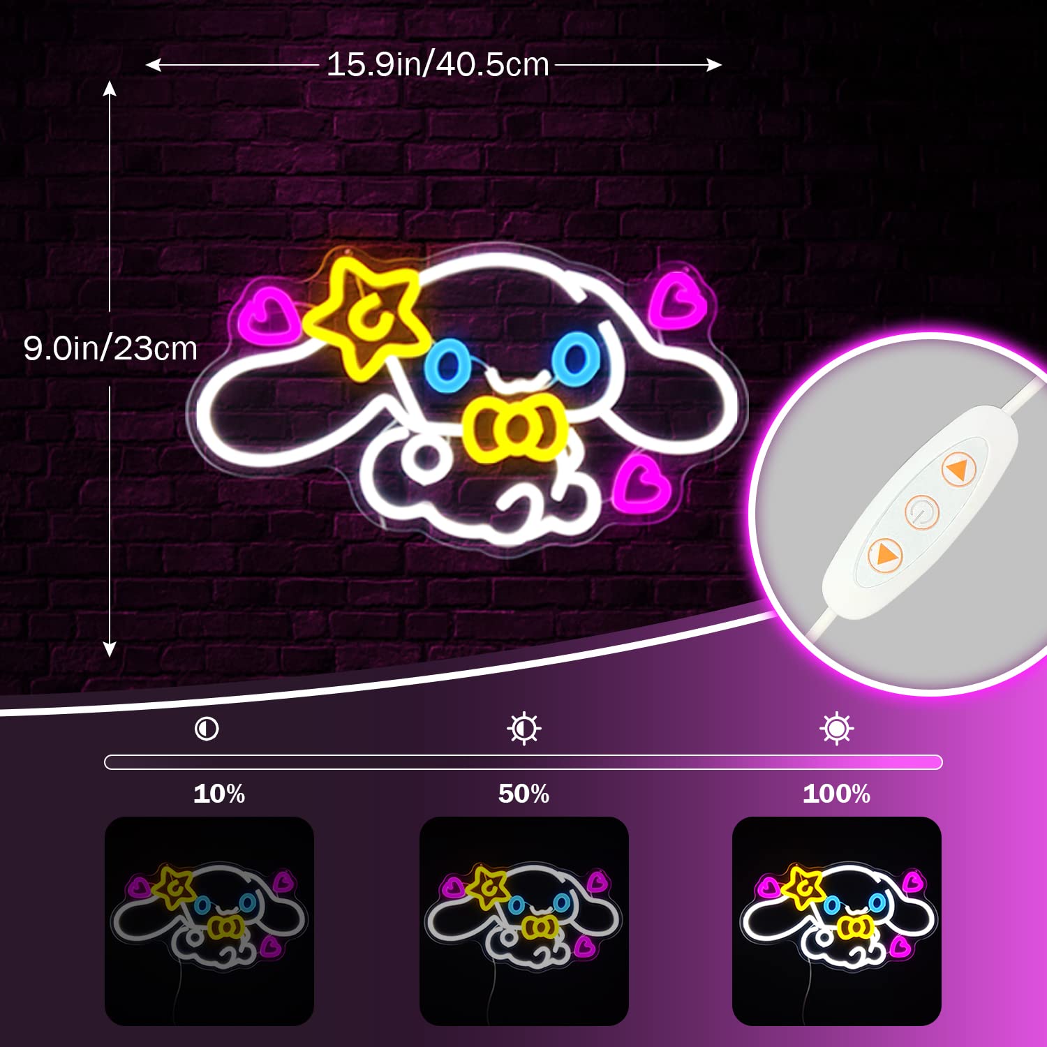 Ovoninn Anime Neon Sign - Dimmable Led Wall Decor For Bedroom & Kids - Multicolor Cute Night Light