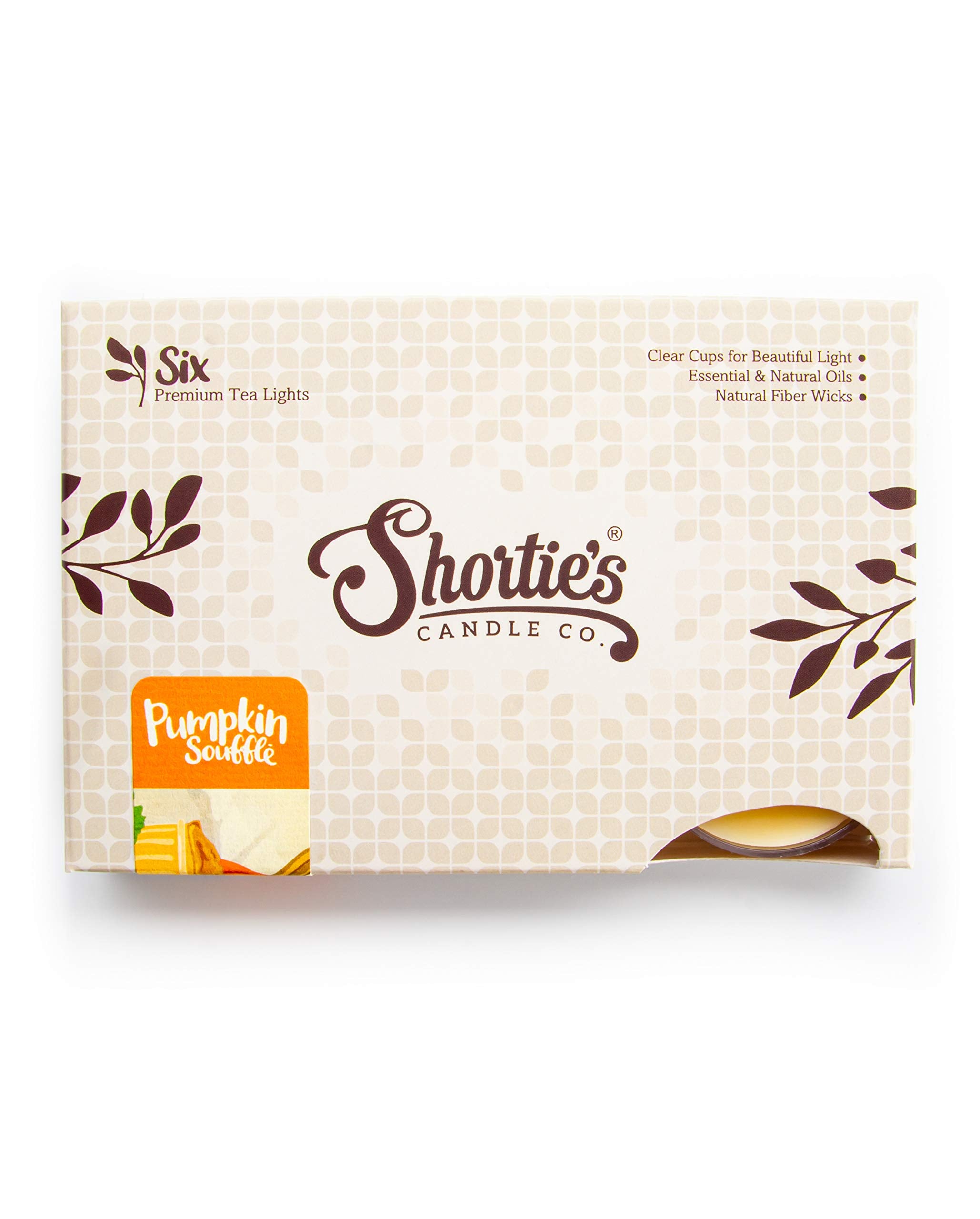 ShortieS Candle Company Pumpkin Souffle Tealight Candles - 24 Beige Highly Scented Paraffin Wax Tea Lights - Made In The Usa