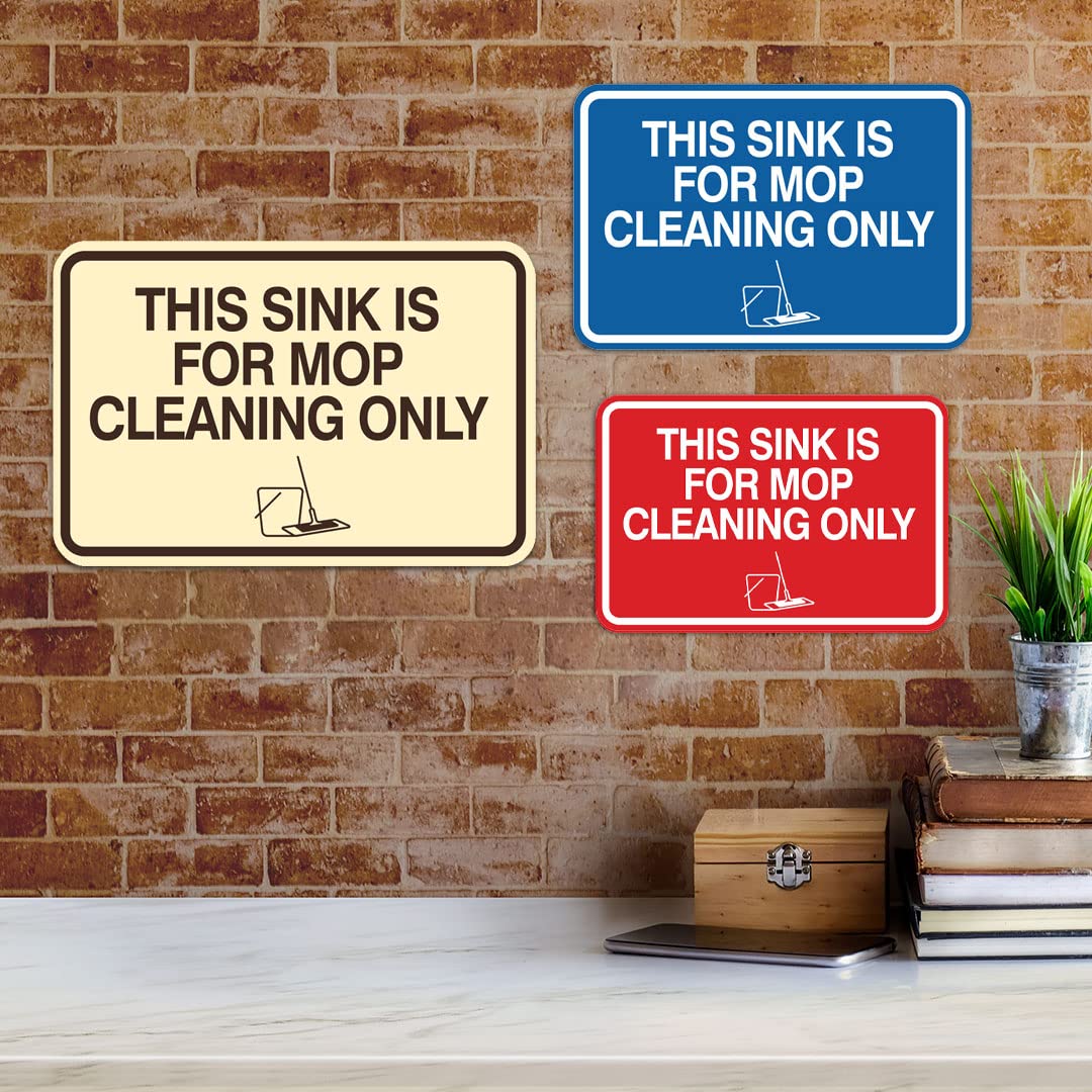 Signs ByLITA Classic Framed Mop Cleaning Only Sign, Ivory/Dark Brown, 5 x 7in - Medium, Vinyl