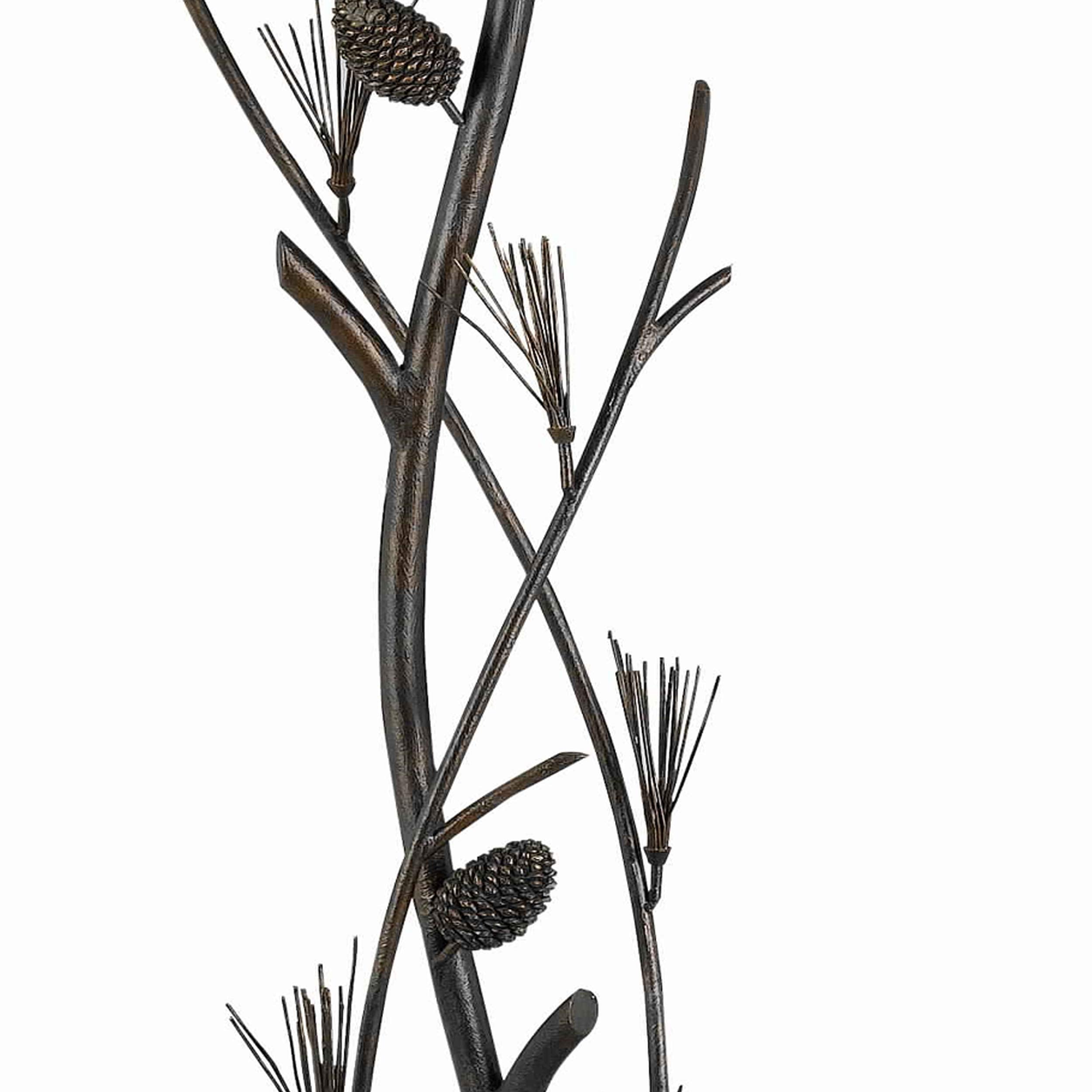 Pine Twig Accent Metal Body Floor Lamp With Conical Shade