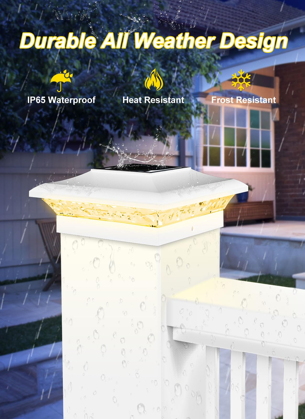T-Sun 4X4 Post Cap Lights 6 Pack For Vinyl/Wooden Fence Outdoor Waterproof Warm & Cool White  Deck Solar Post Lights For Patio Garden Yard Lighting