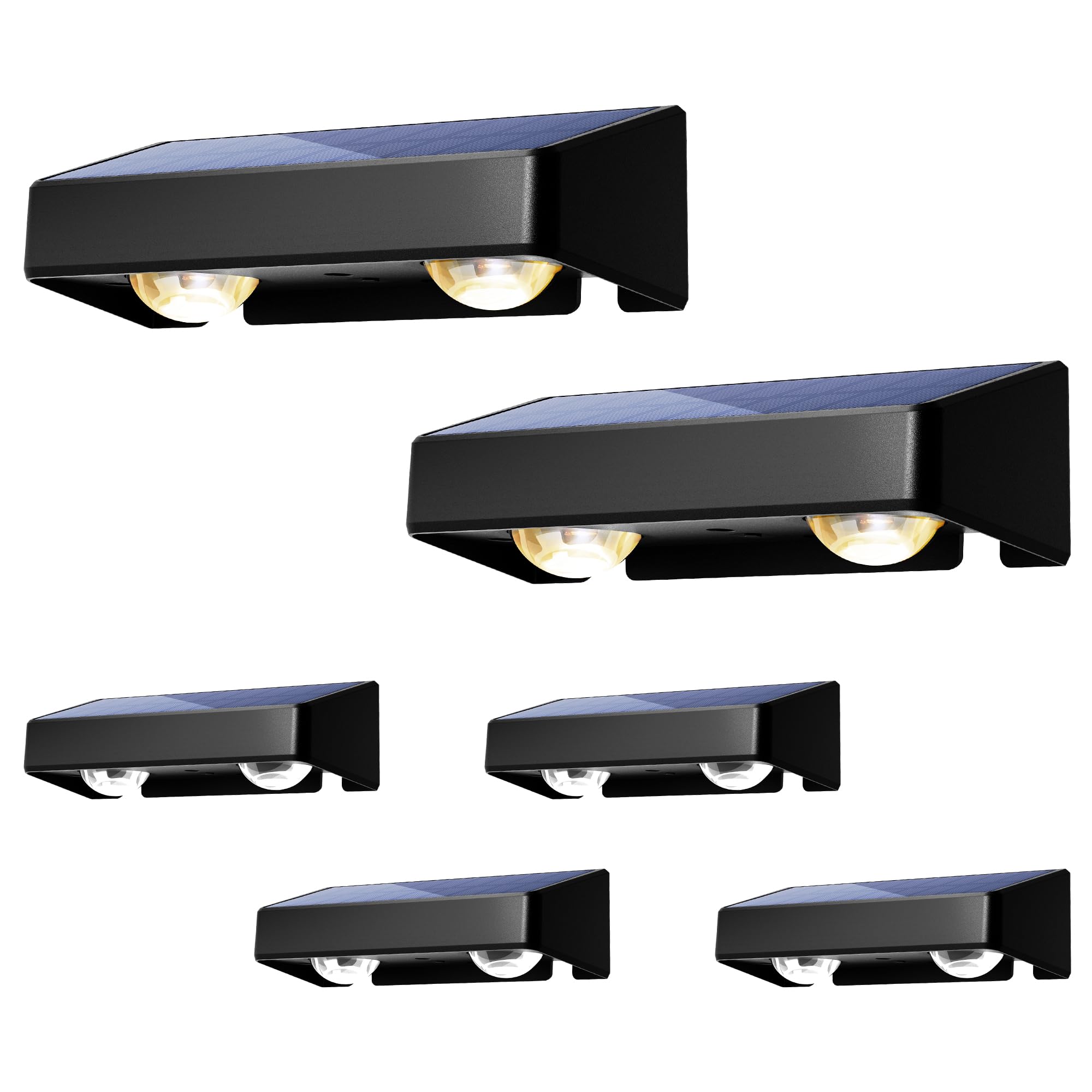 AUDERWIN Solar Fence Lights, 6 Pack, Color Changing, IP65 Waterproof, Black, Modern Design, Model 9864