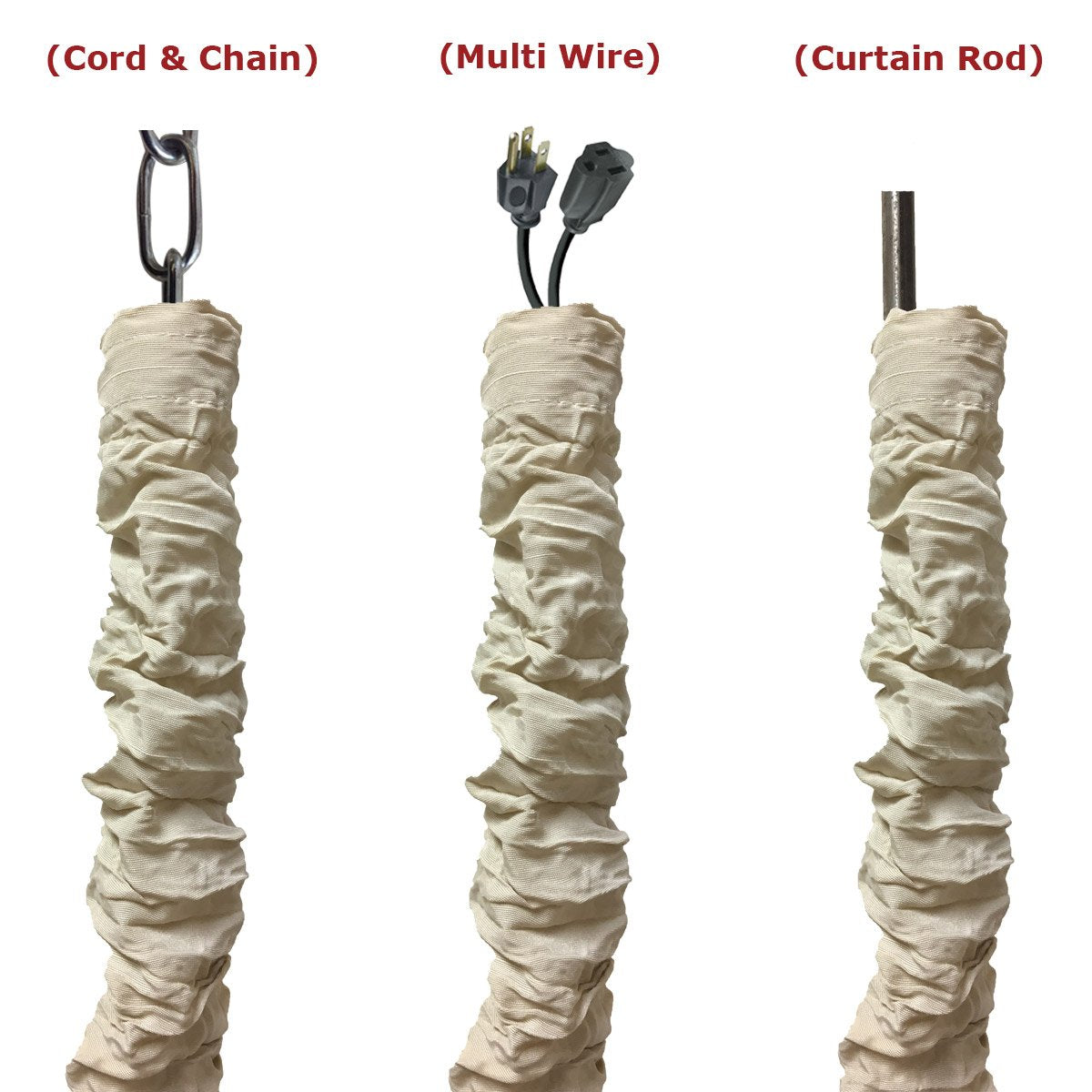 Royal Designs, Inc. Chandelier Chain Cover, 4 ft Silk Type Fabric, Beige, 4 Pack