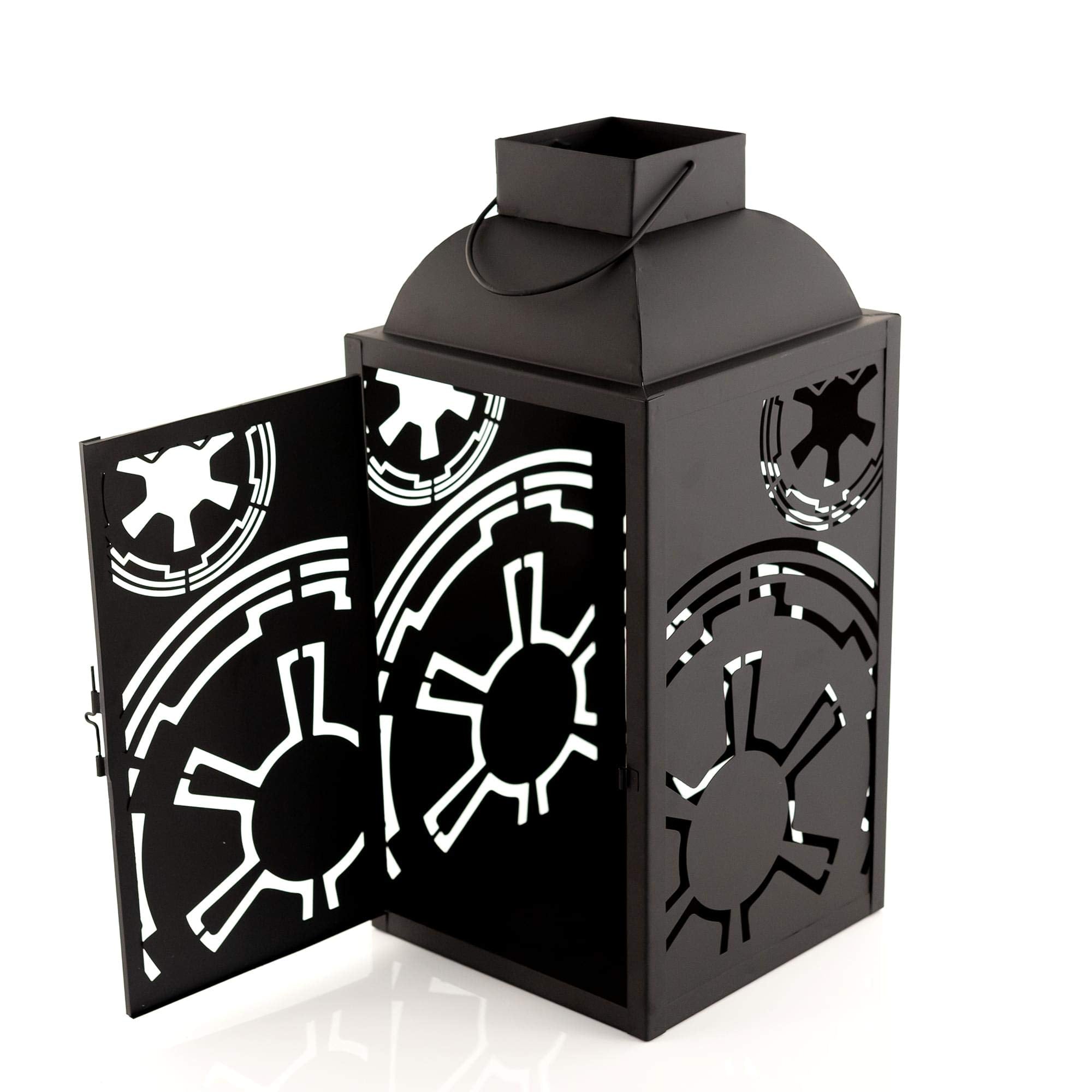 Seven20 Star Wars Stamped Lantern | Black Die-Cut Empire Imperial Symbol | Indoor & Outdoor Use | 14 Inches Tall