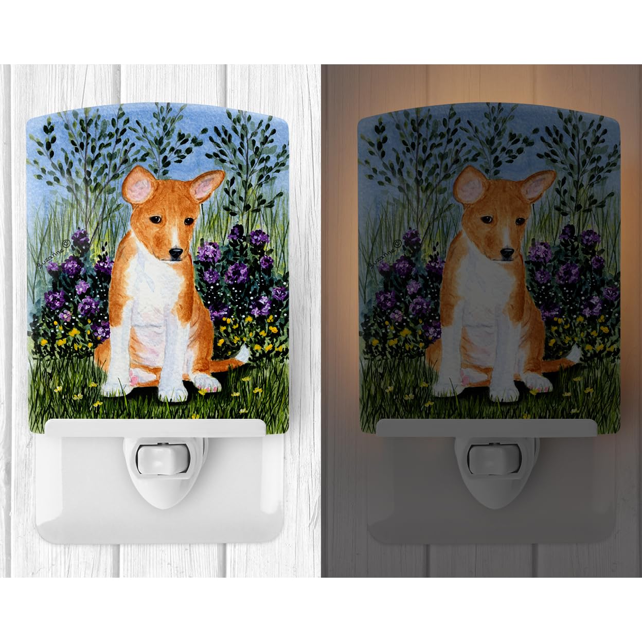 Caroline'S Treasures Ss8108Cnl Basenji Ceramic Night Light Compact, Ul-Certified, Ideal For Bedroom, Bathroom, Nursery, Hallway, Kitchen, 6X4X3, Multicolor